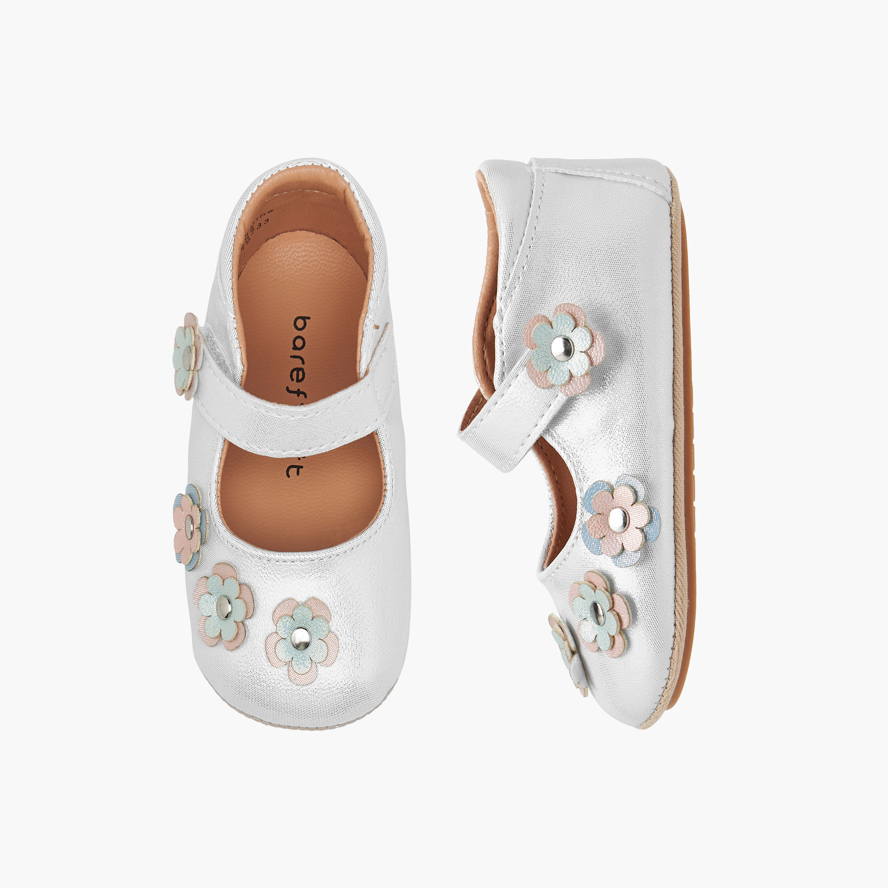 Barefeet Floral Accent Shoes with Hook and Loop Closure-baby-girls-shoes-closedshoes-image-1