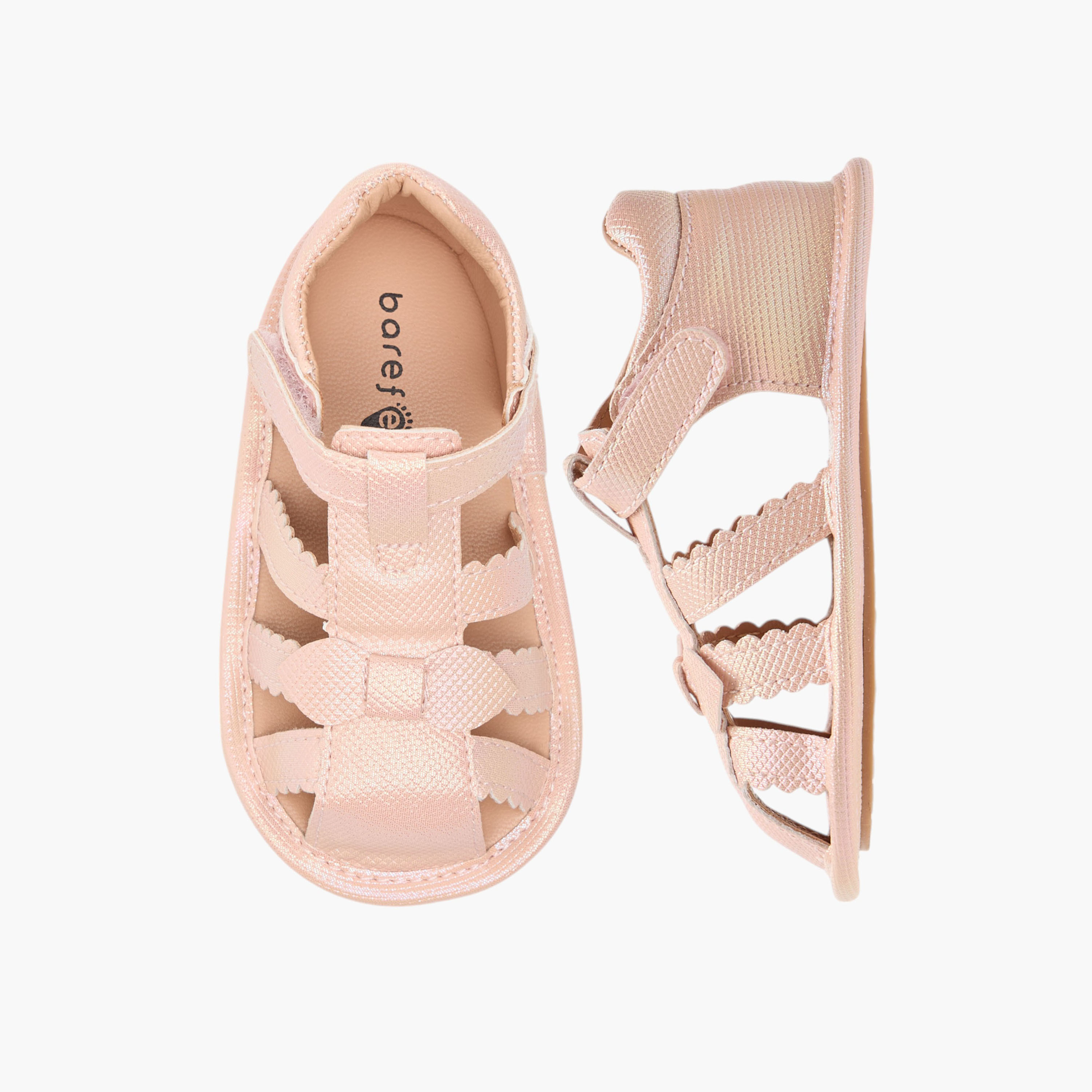 Barefeet Textured Strap Sandals with Hook and Loop Closure-baby-girls-shoes-sandals-image-1