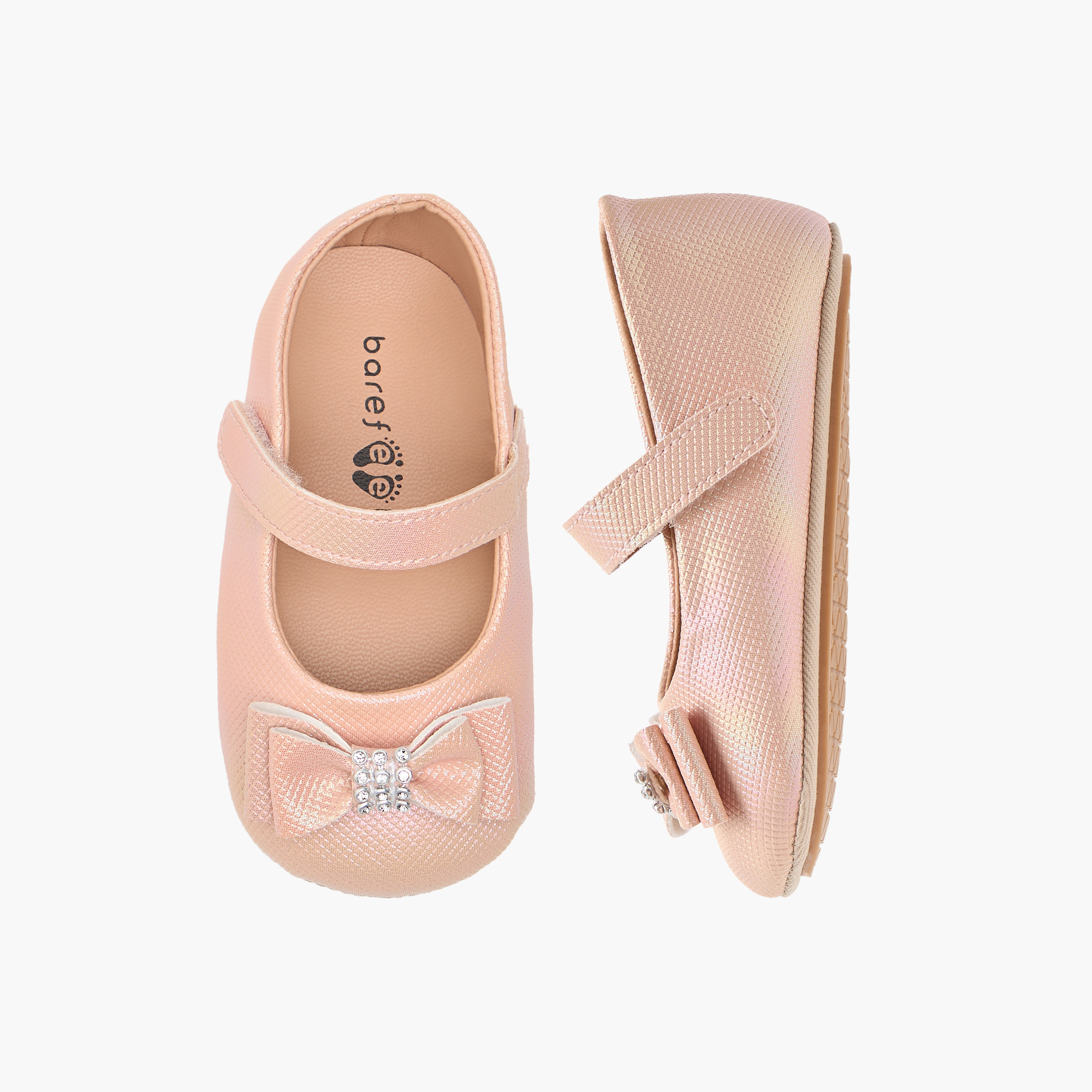 Barefeet Bow Accent Shoes with Hook and Loop Closure-baby-girls-shoes-closedshoes-image-1