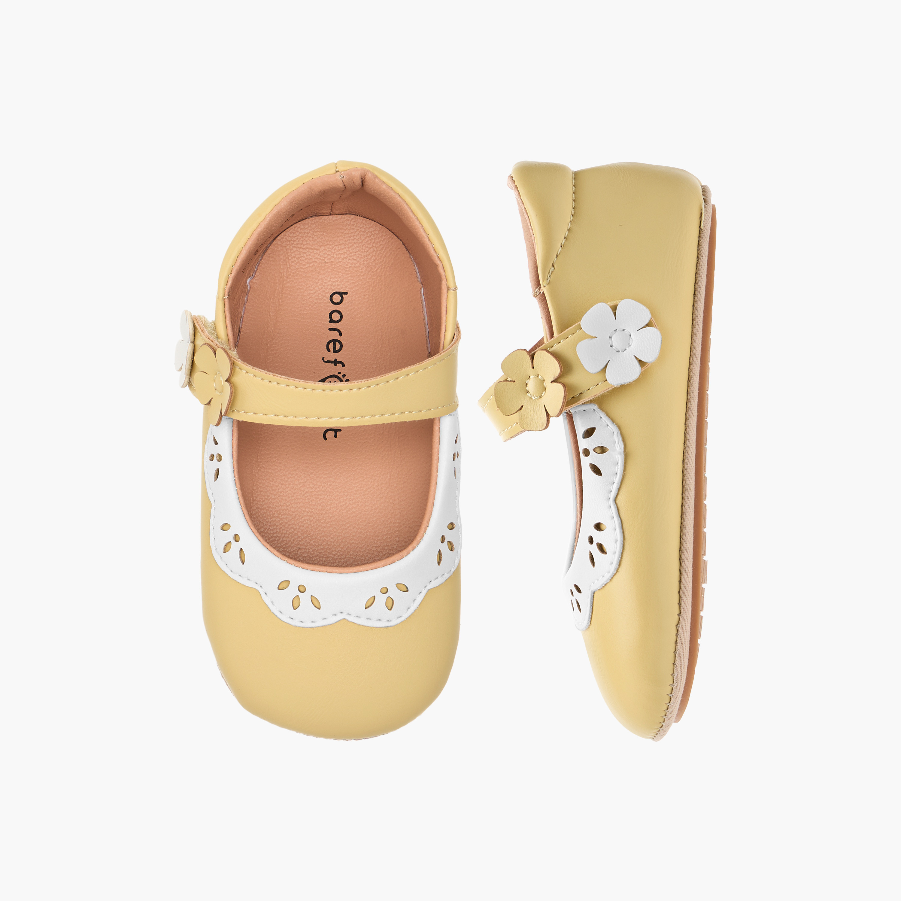 Barefeet Floral Applique Shoes with Hook and Loop Closure-baby-girls-shoes-closedshoes-image-1