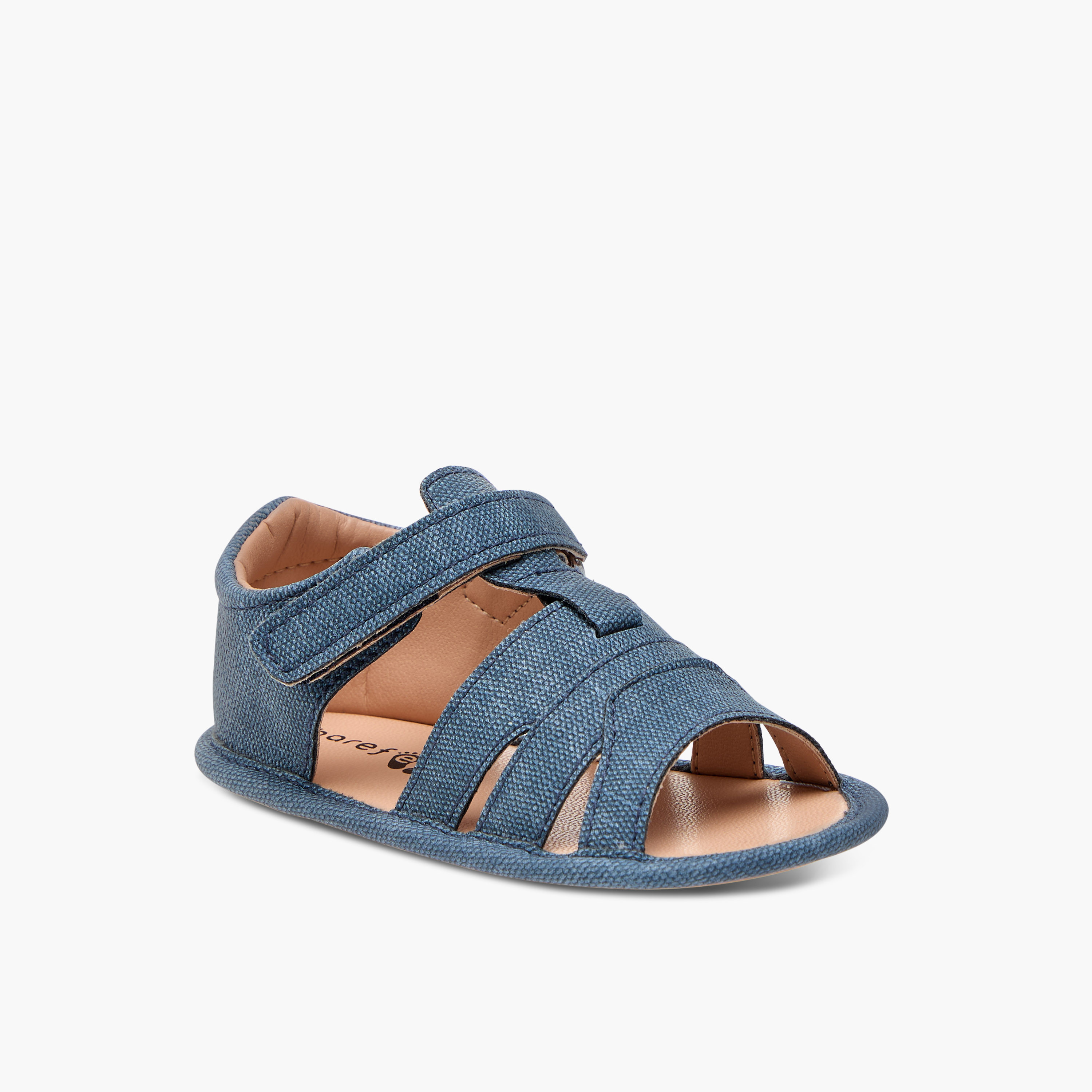 Barefeet Textured Strap Sandals with Hook and Loop Closure-baby-boys-shoes-sandals-image-2