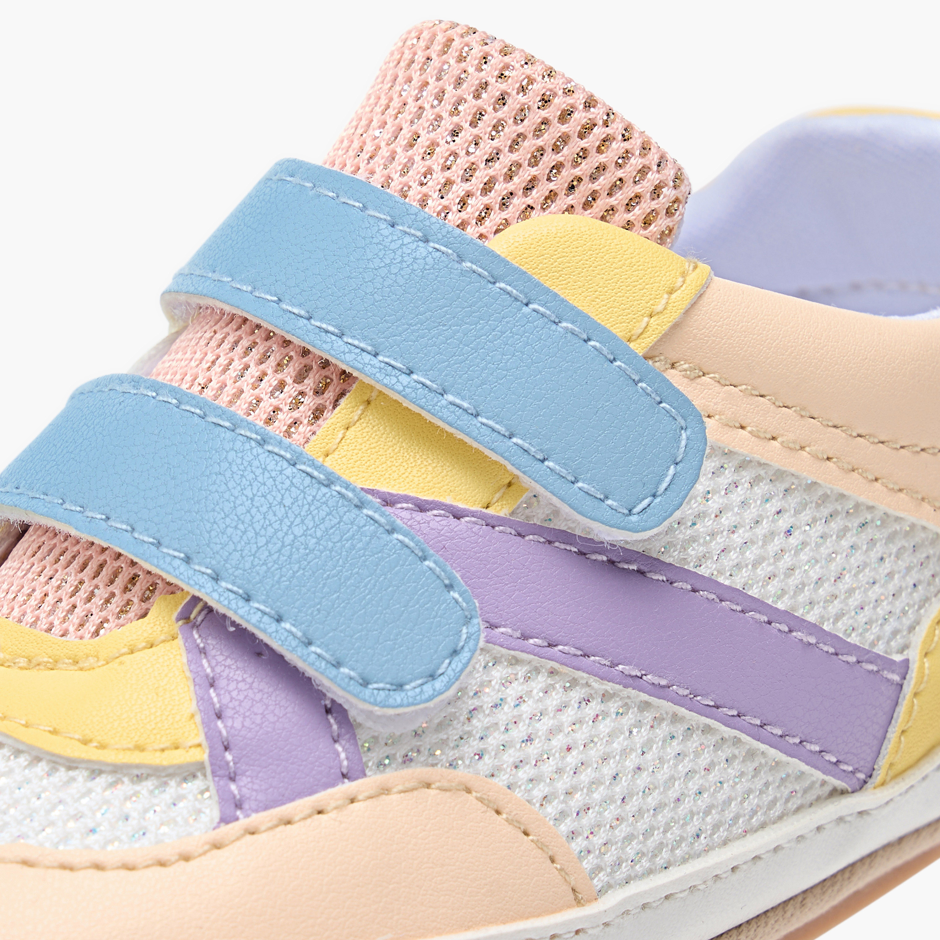 Barefeet Colourblock Shoes with Hook and Loop Closure-baby-girls-shoes-closedshoes-image-4