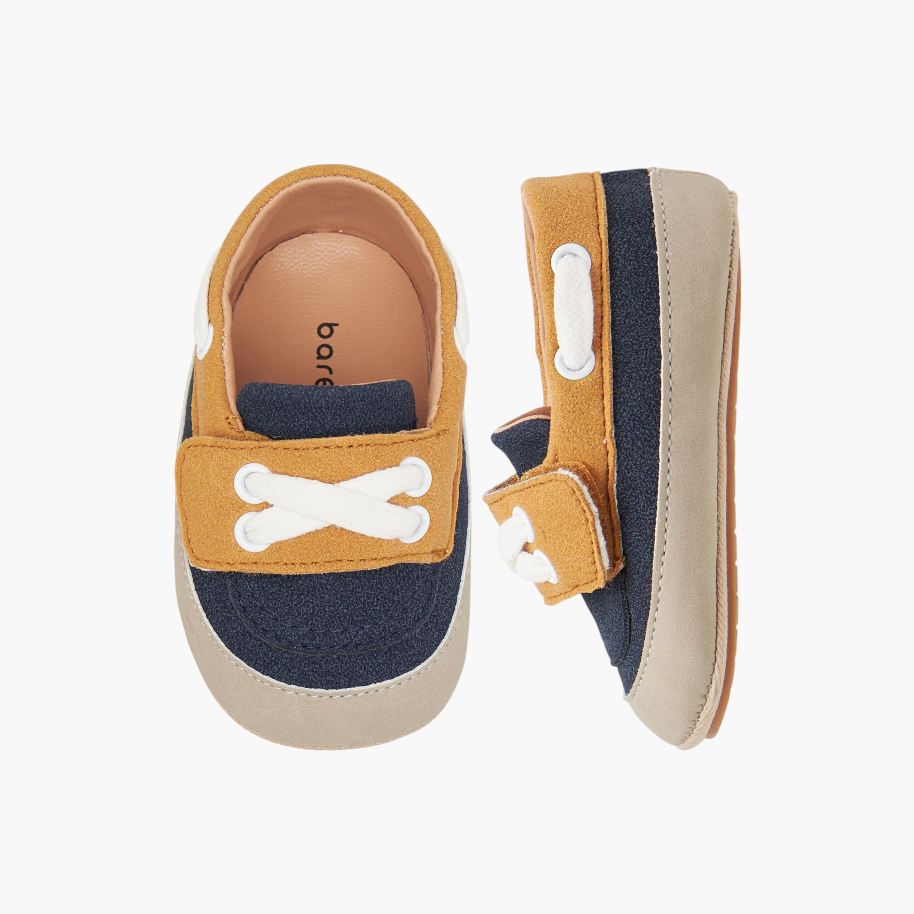 Barefeet Colourblock Booties with Hook and Loop Closure-baby-boys-shoes-booties-image-1