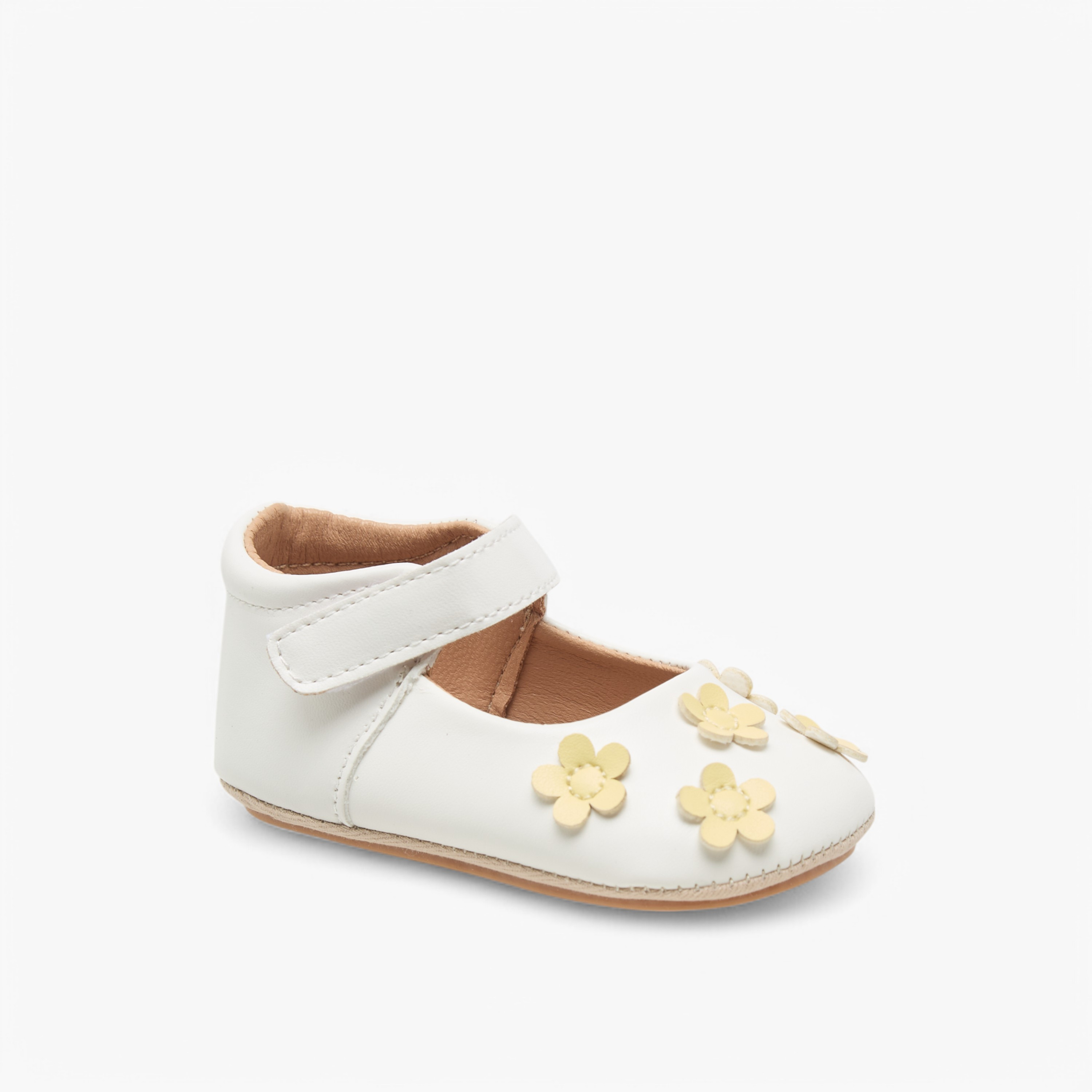 حذاء بتزيينات زهرية وبشريط إغلاق لاصق من بيرفيت-baby-girls-shoes-closedshoes-image-5