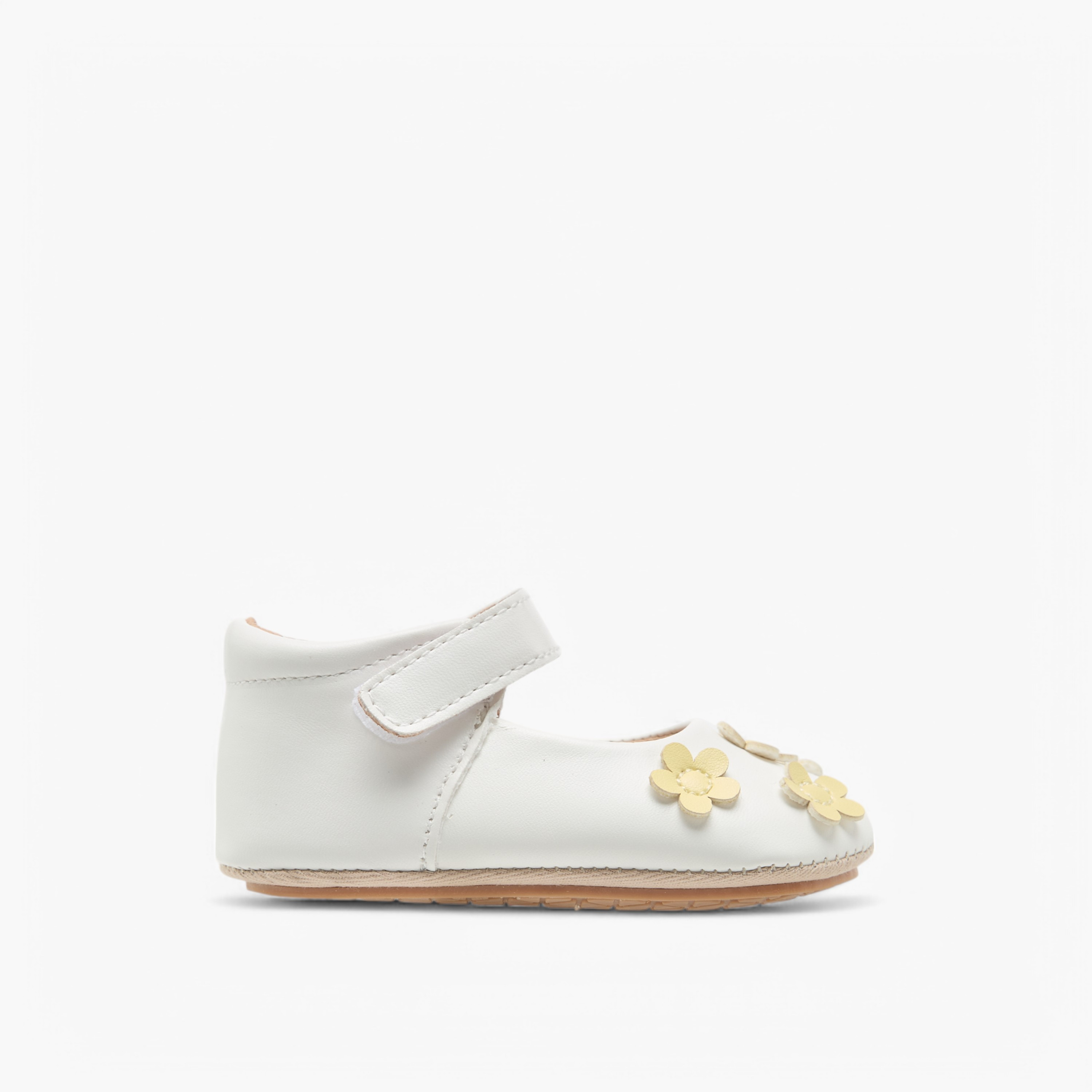 حذاء بتزيينات زهرية وبشريط إغلاق لاصق من بيرفيت-baby-girls-shoes-closedshoes-image-4