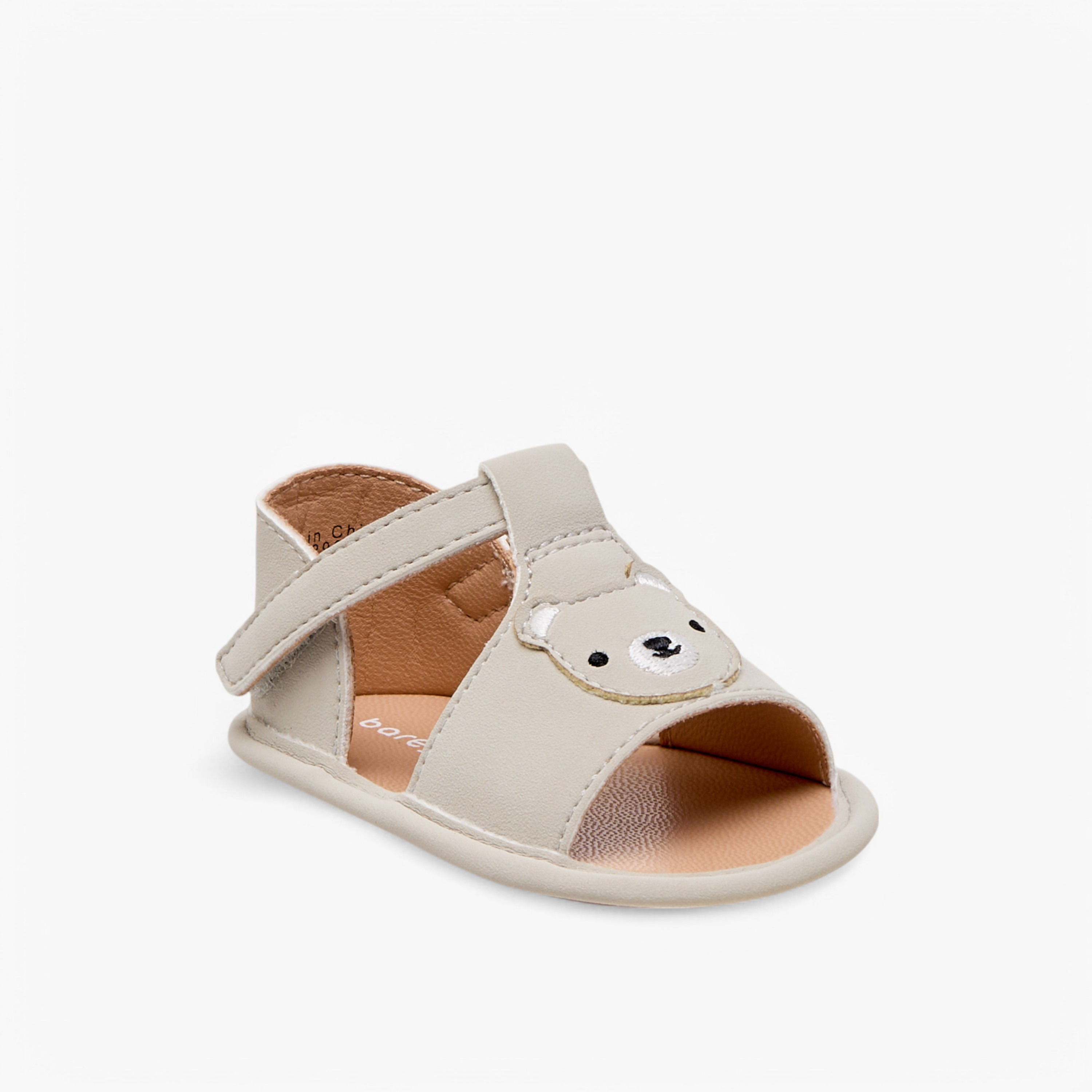 Barefeet Bear Applique Sandals with Hook and Loop Closure-baby-girls-shoes-sandals-image-2