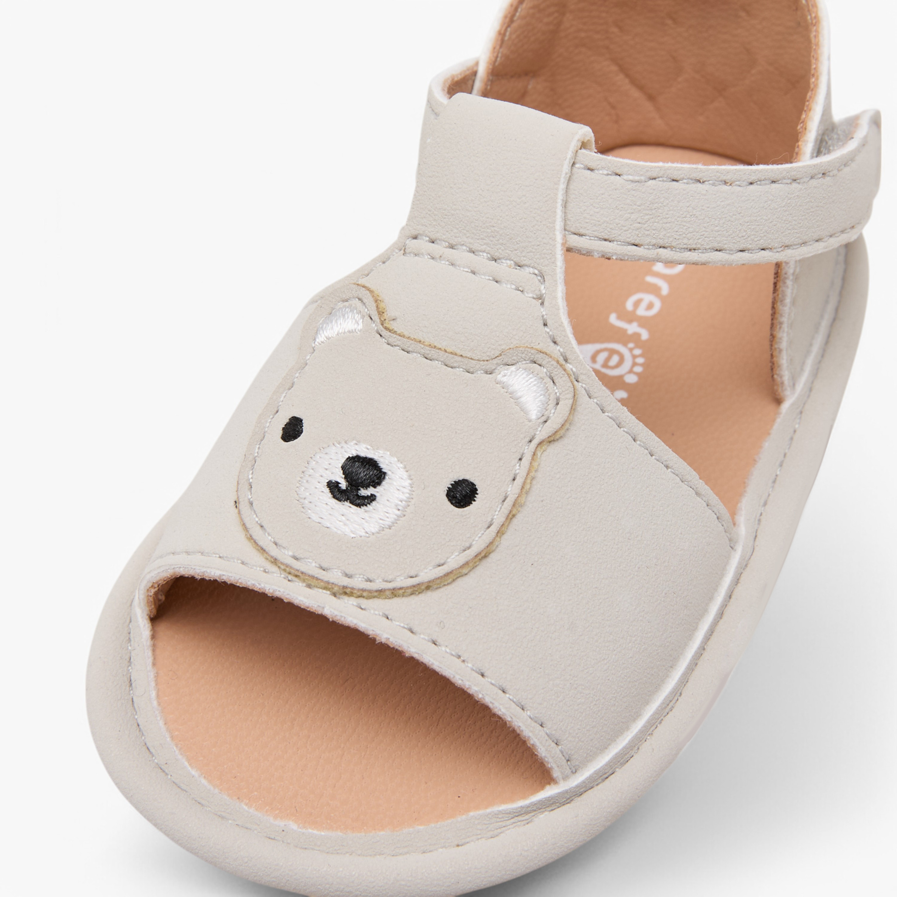 Barefeet Bear Applique Sandals with Hook and Loop Closure-baby-girls-shoes-sandals-image-4