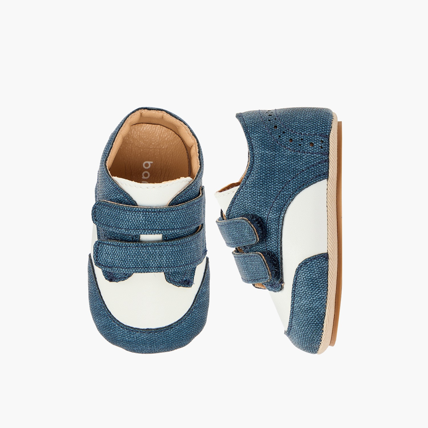 Barefeet Booties with Hook & Loop, Panelled Design-baby-boys-shoes-booties-image-1