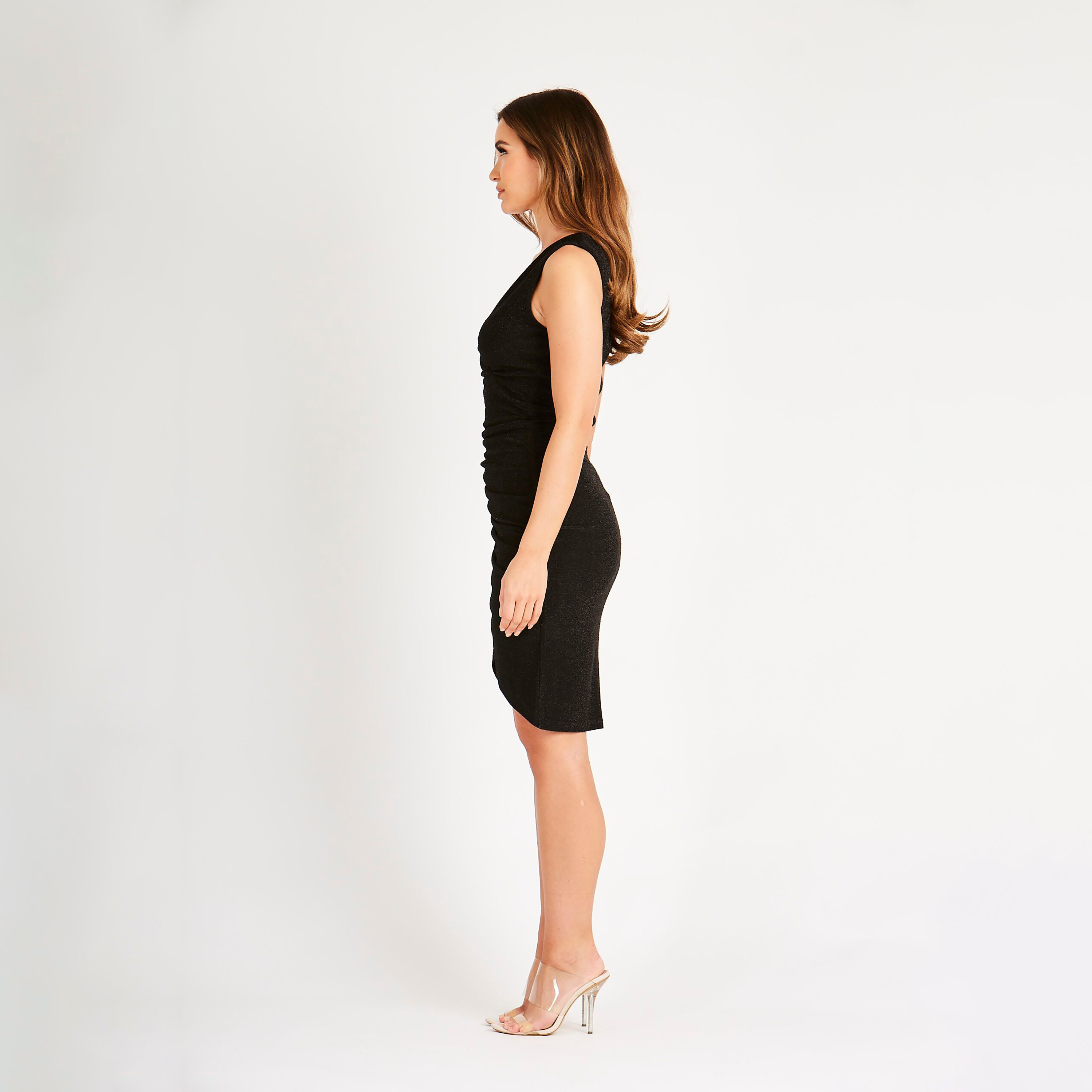 تنورة و حذاء ستيليتو عادي فستان بوديكان قصير من تصميم توليب مع تفاصيل ملفوفة-women-clothing-dresses-image-4