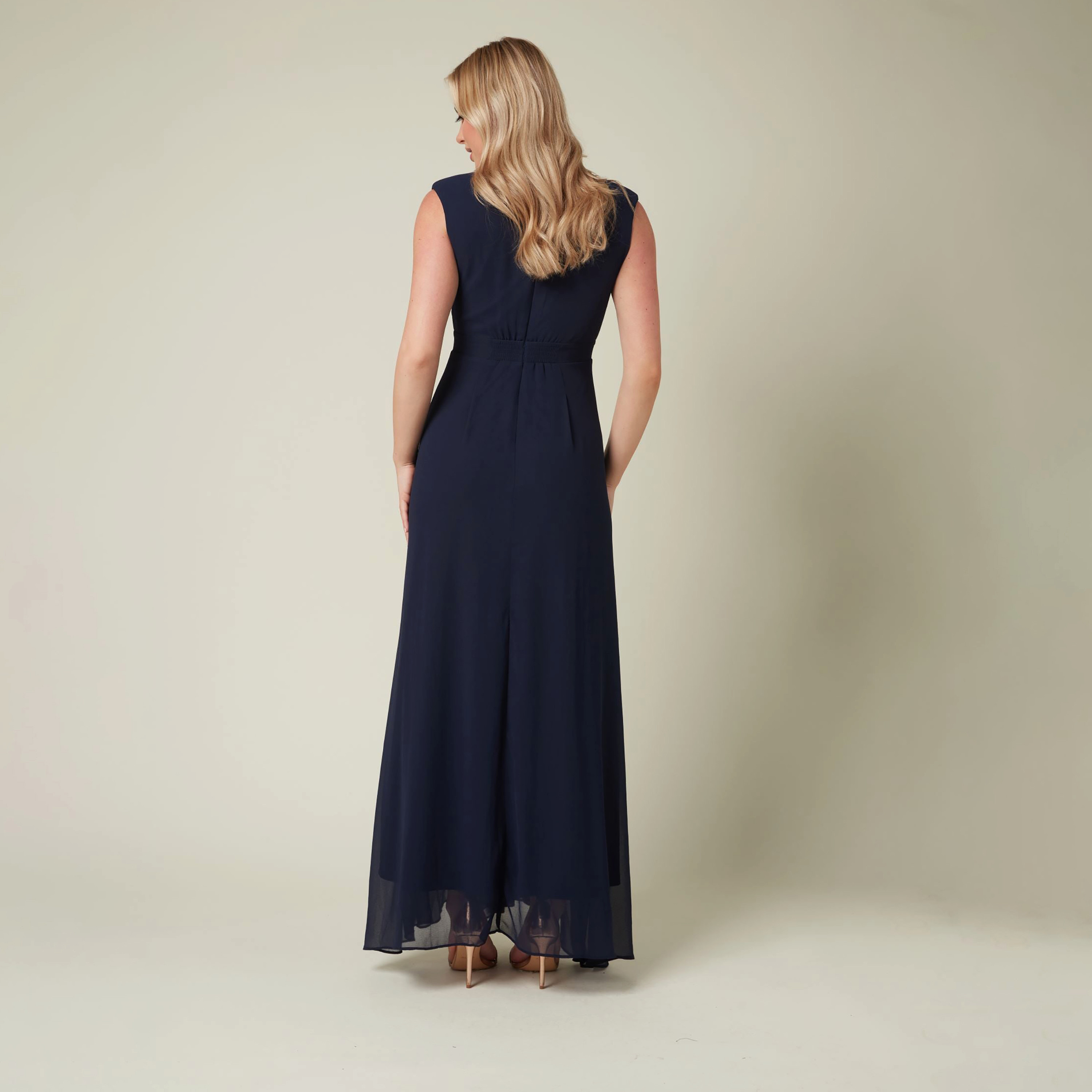 Skirt And Stiletto Plain Plunging Neck Wrap Maxi Dress-women-clothing-dresses-image-4