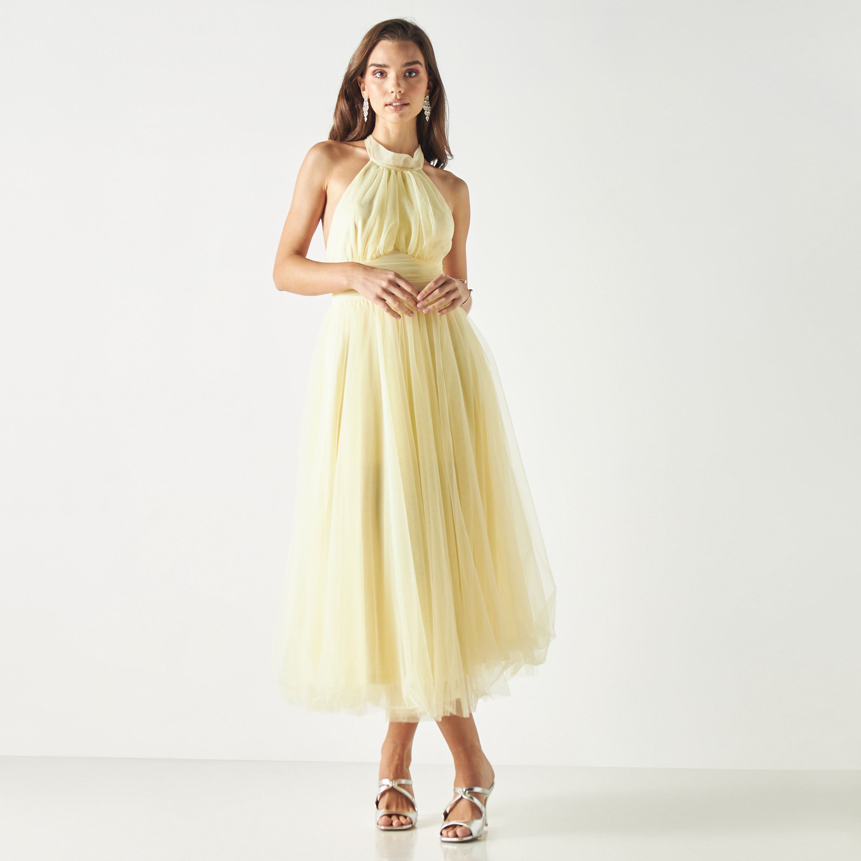 Skirt And Stiletto Solid Halter Dress with Zip Closure-women-clothing-dresses-image-2