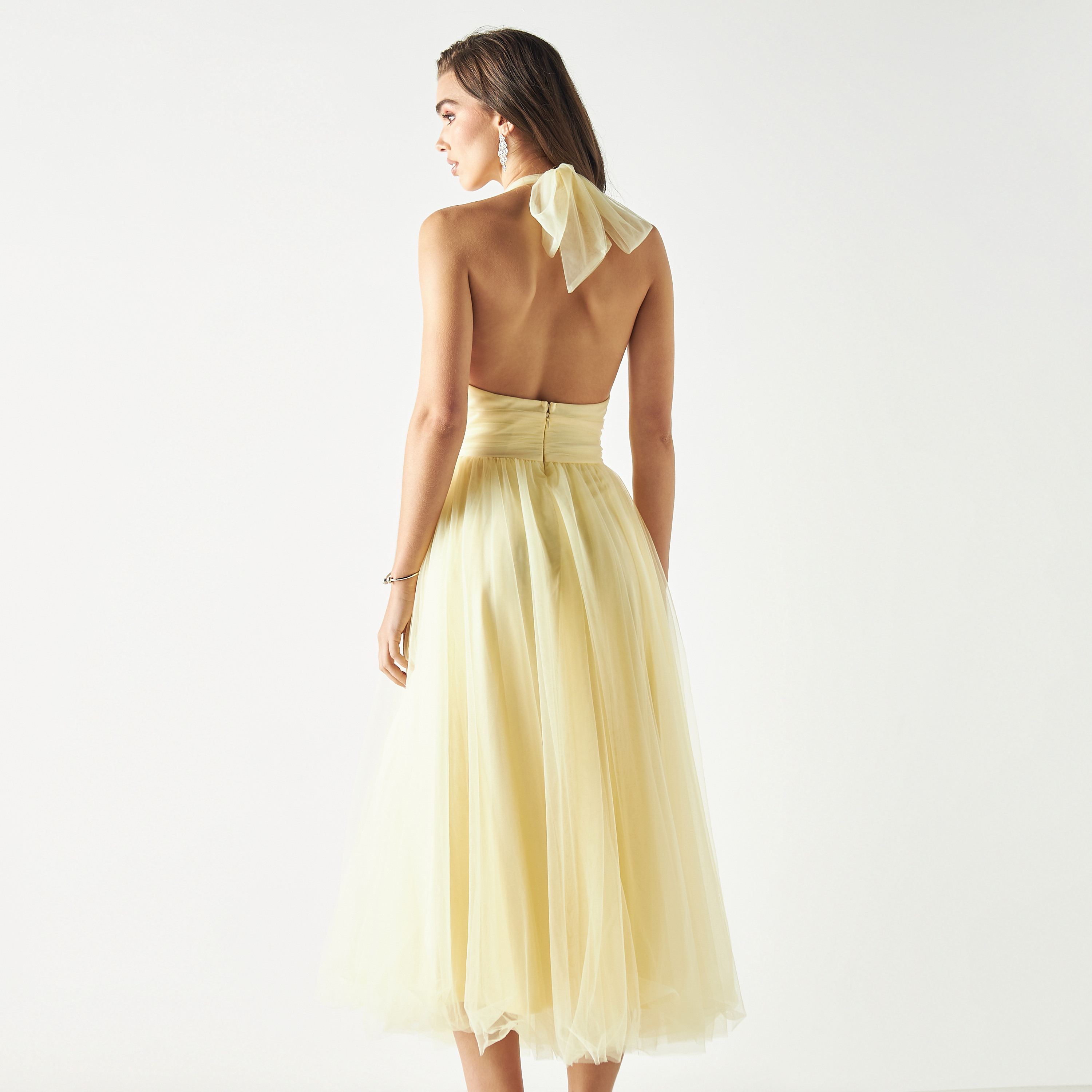 Skirt And Stiletto Solid Halter Dress with Zip Closure-women-clothing-dresses-image-3