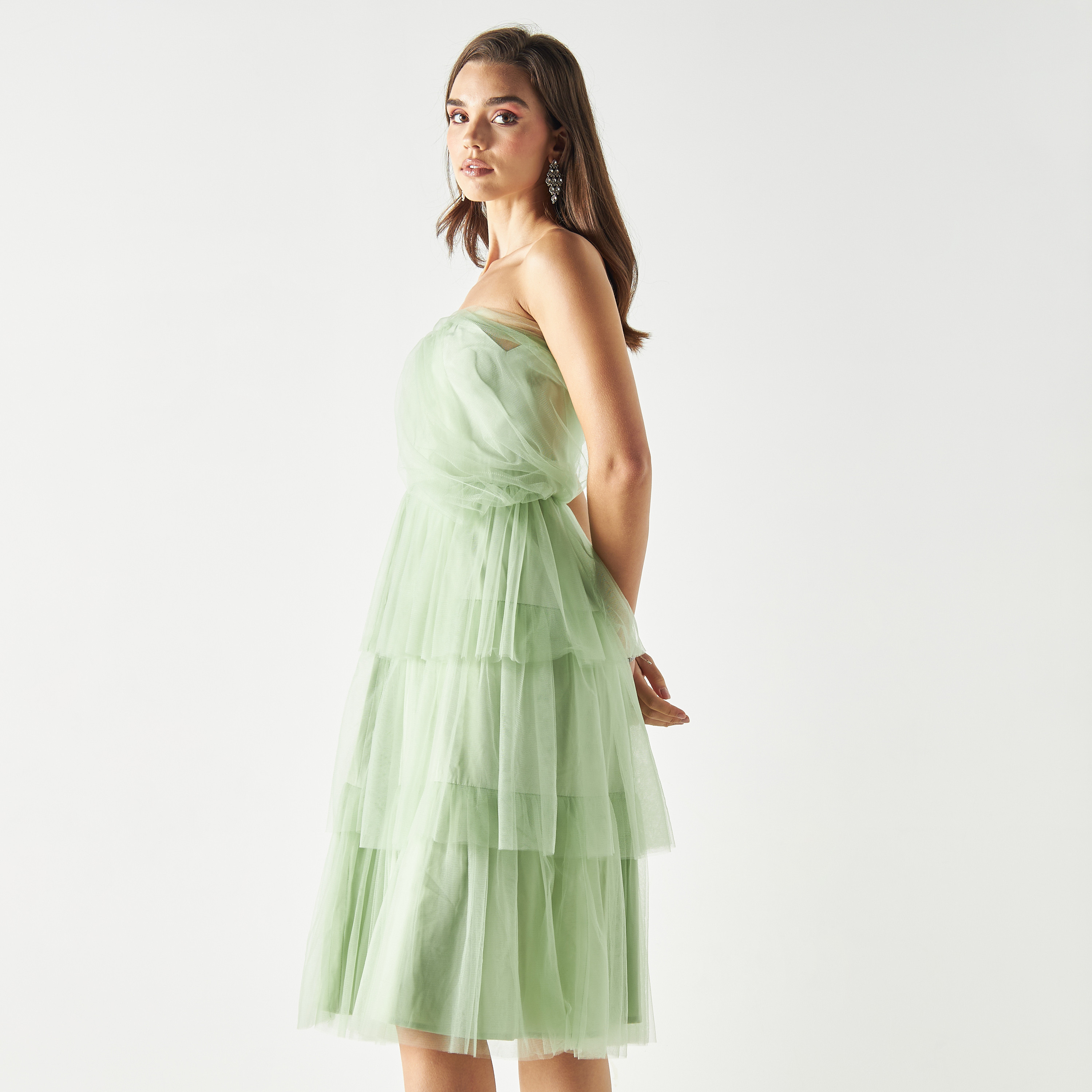 Skirt And Stiletto Ruffled Tube Dress with Zip Closure-women-clothing-dresses-image-1