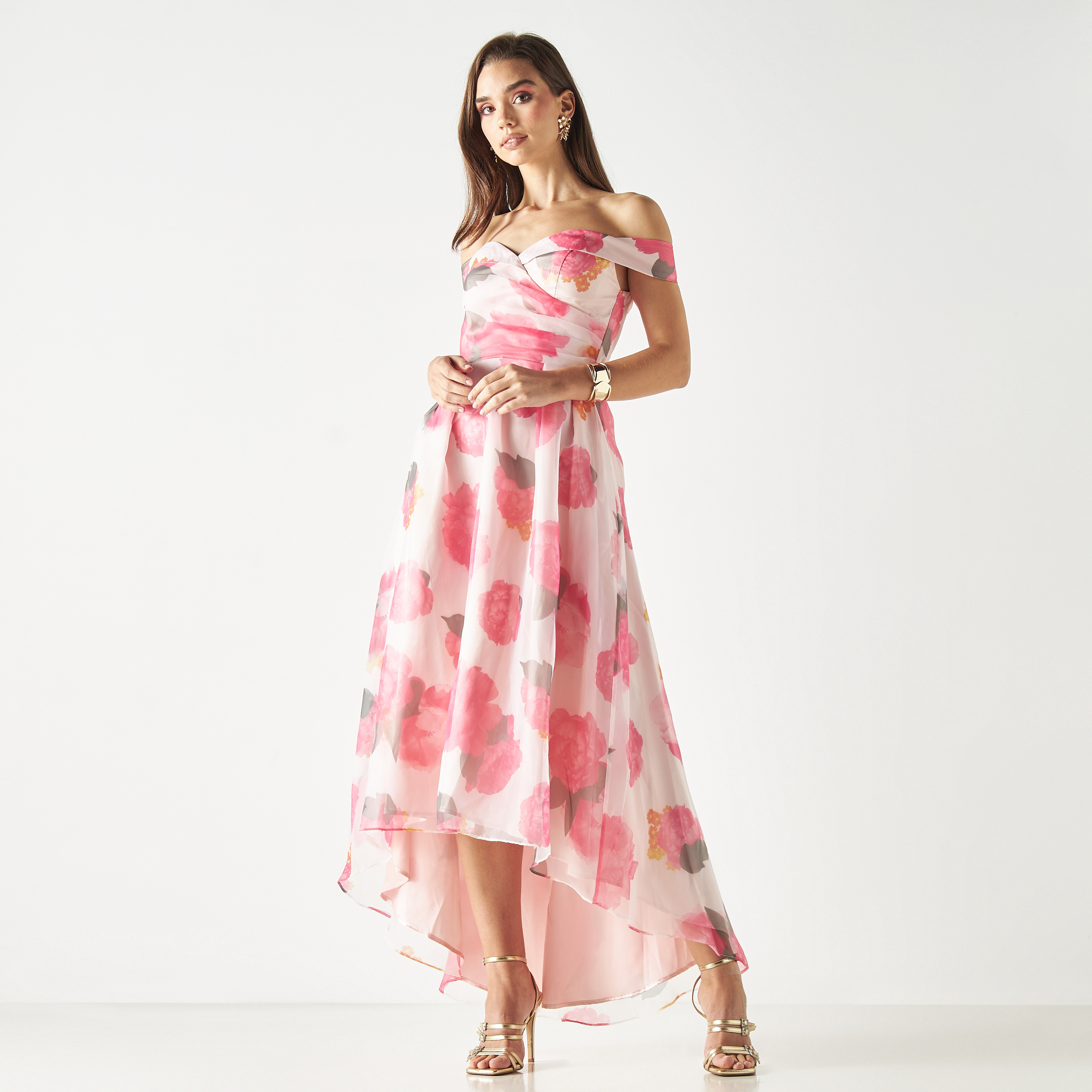 فستان بحواف غير متماثلة وأكتاف مكشوفة وطبعات أزهار من سكيرت أند ستيليتو-women-clothing-dresses-image-1