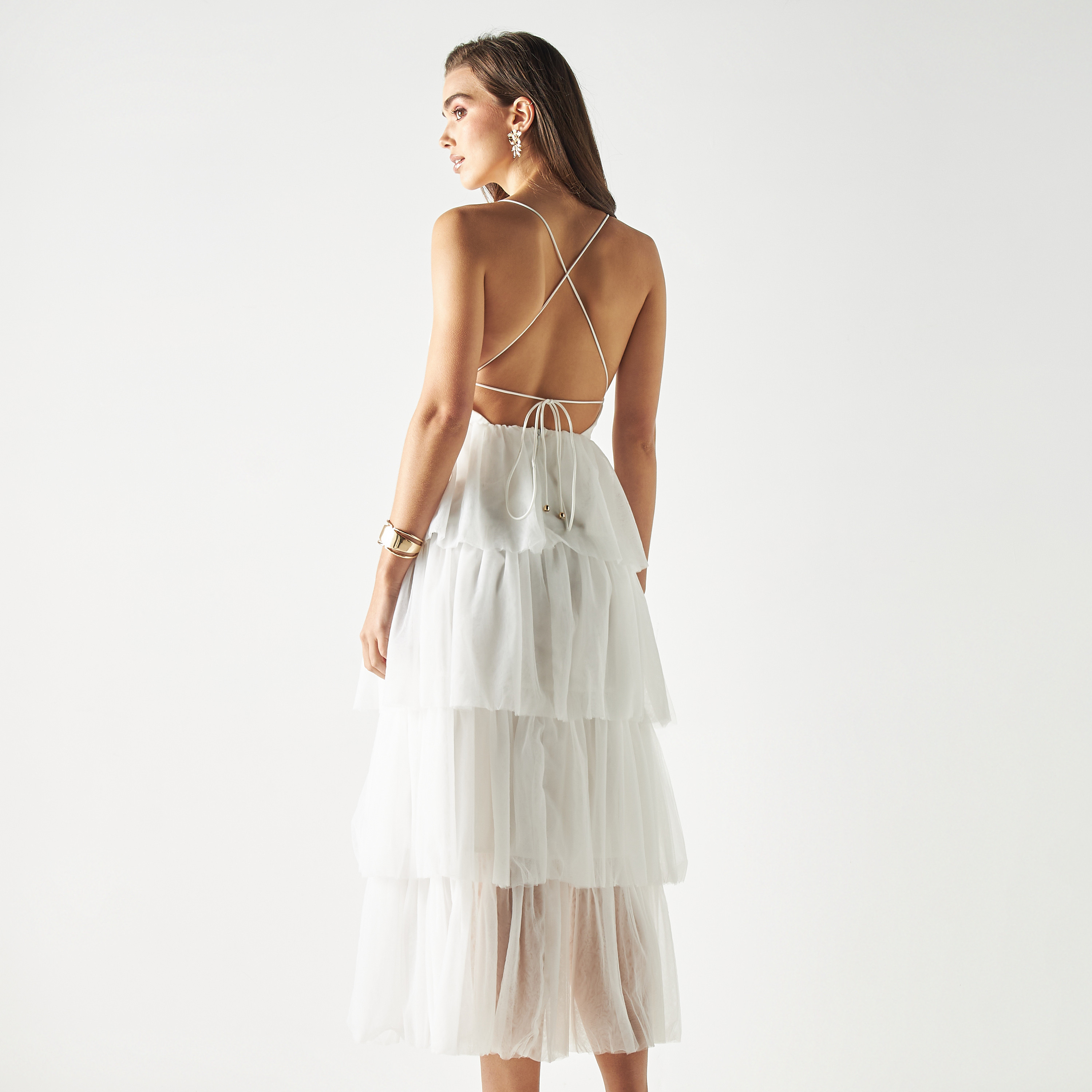 فستان بكشكش وأحزمة وياقة بلانج وأربطة من سكيرت أند ستيليتو-women-clothing-dresses-image-3