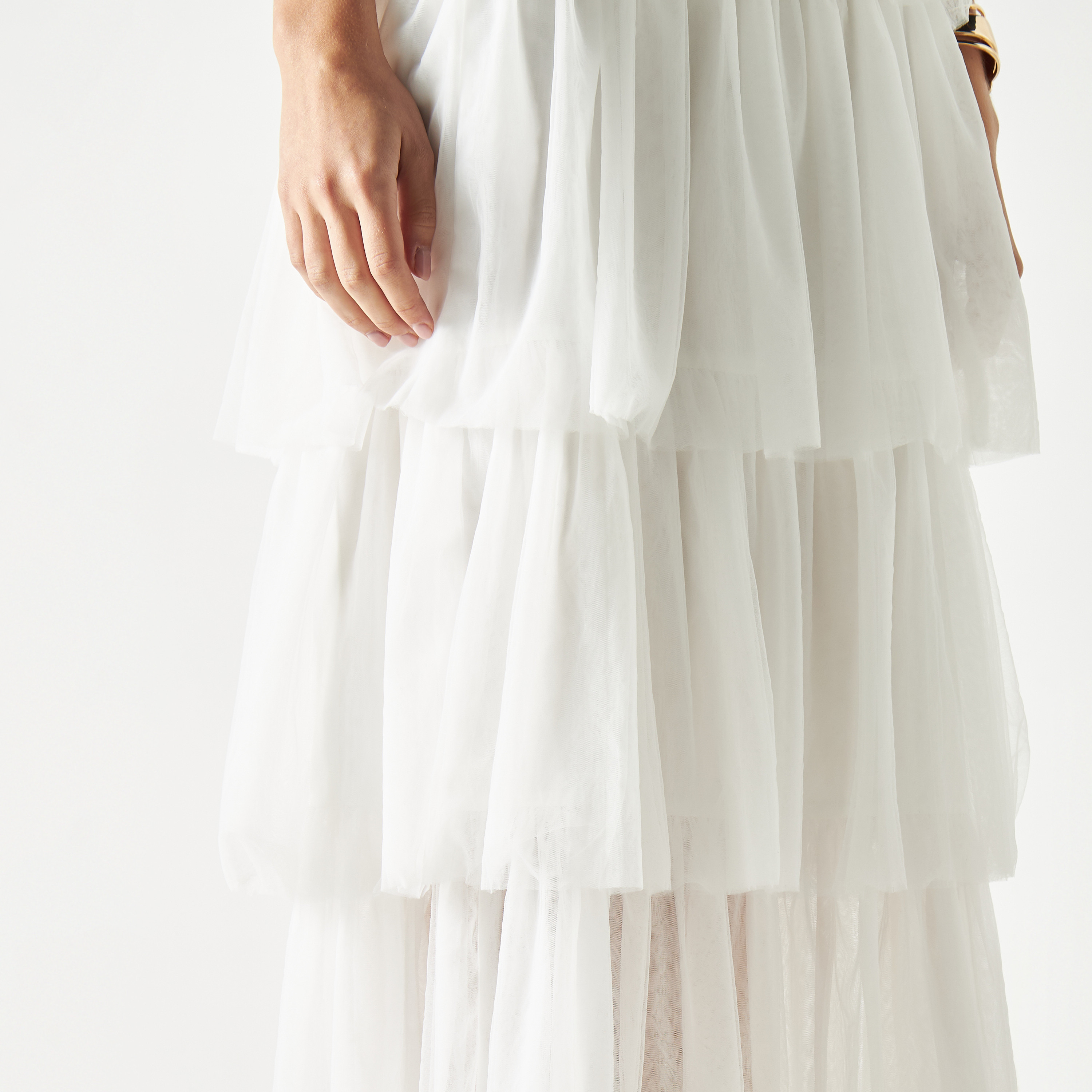 Skirt And Stiletto Ruffled Strappy Dress with Plunge Neck and Tie-Ups-women-clothing-dresses-image-5