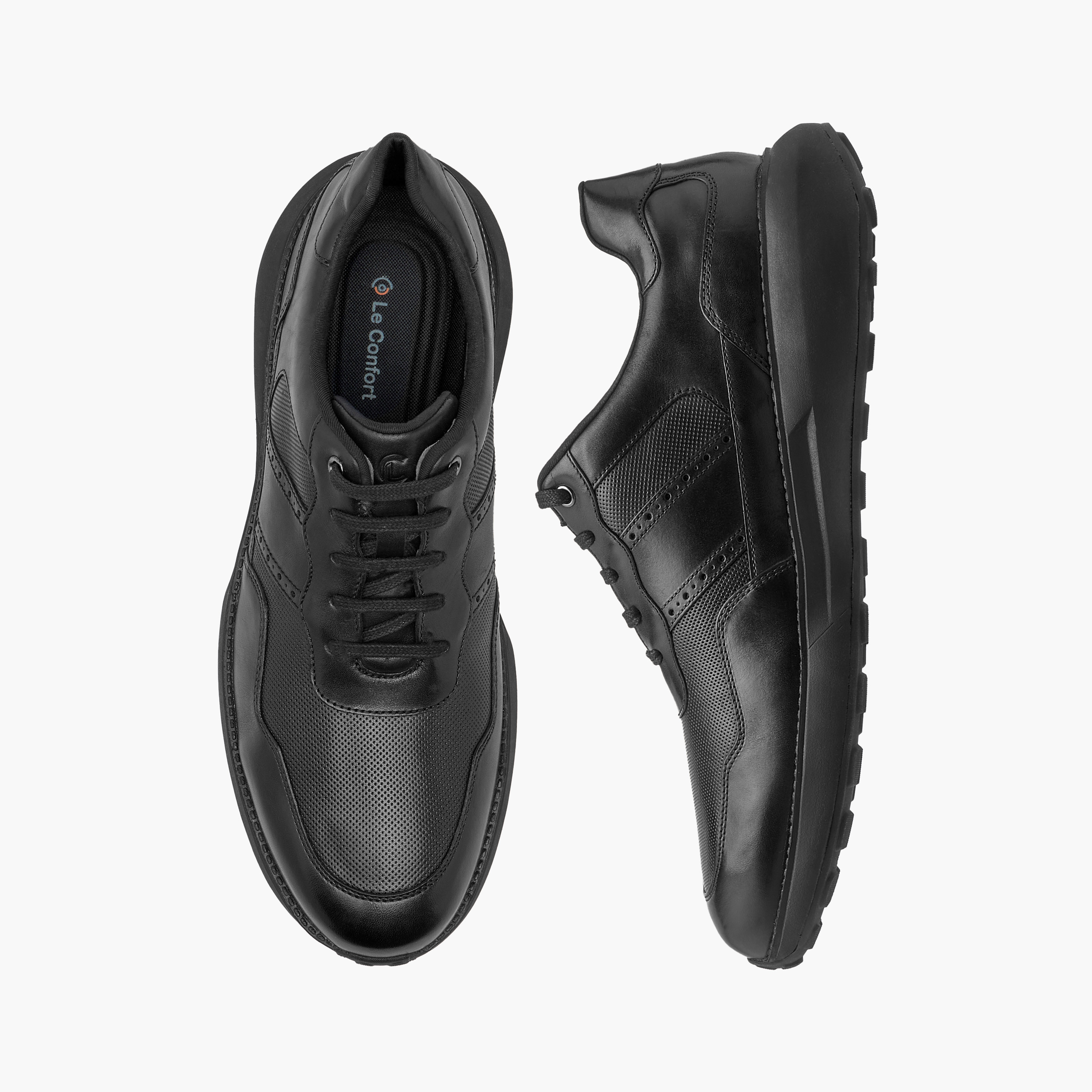 Le Confort Leather Panelled Lace-Up Sneakers-men-shoes-sneakers-image-1