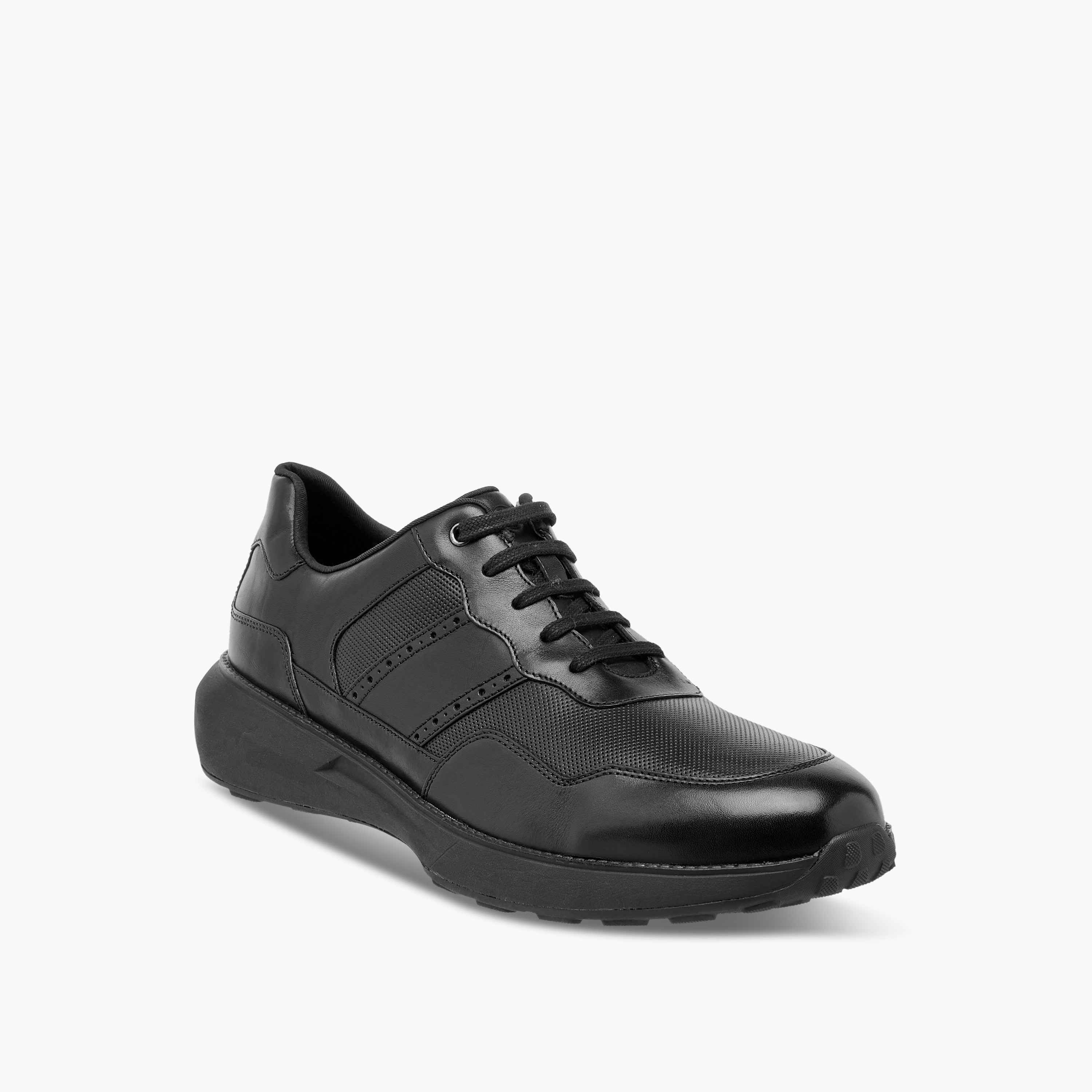 Le Confort Leather Panelled Lace-Up Sneakers-men-shoes-sneakers-image-2