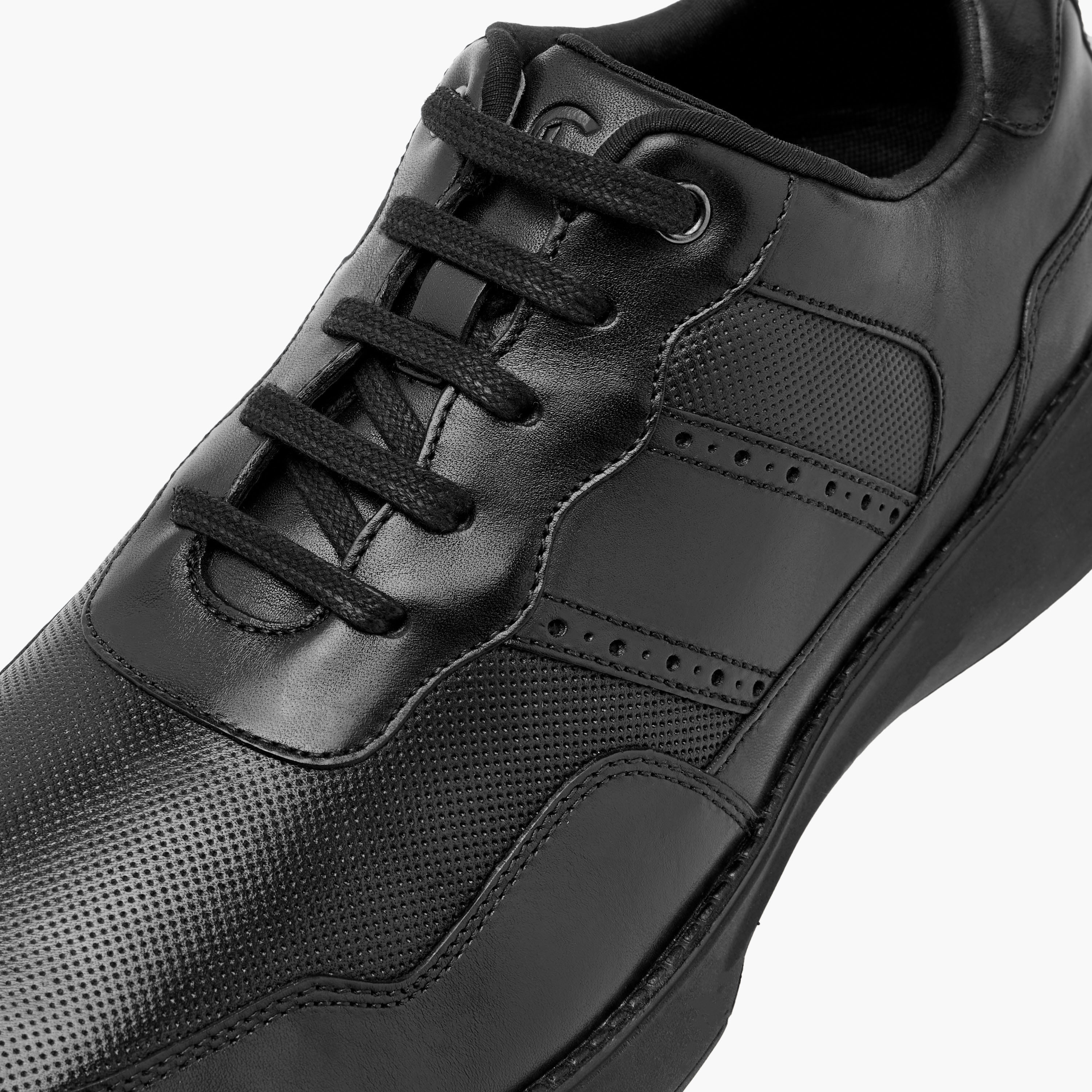 Le Confort Leather Panelled Lace-Up Sneakers-men-shoes-sneakers-image-4