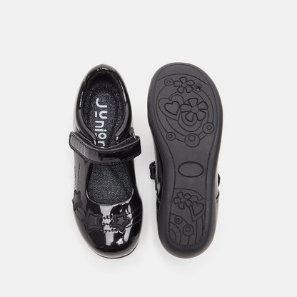 Juniors Embroidered Mary Jane Shoes with Hook and Loop Closure