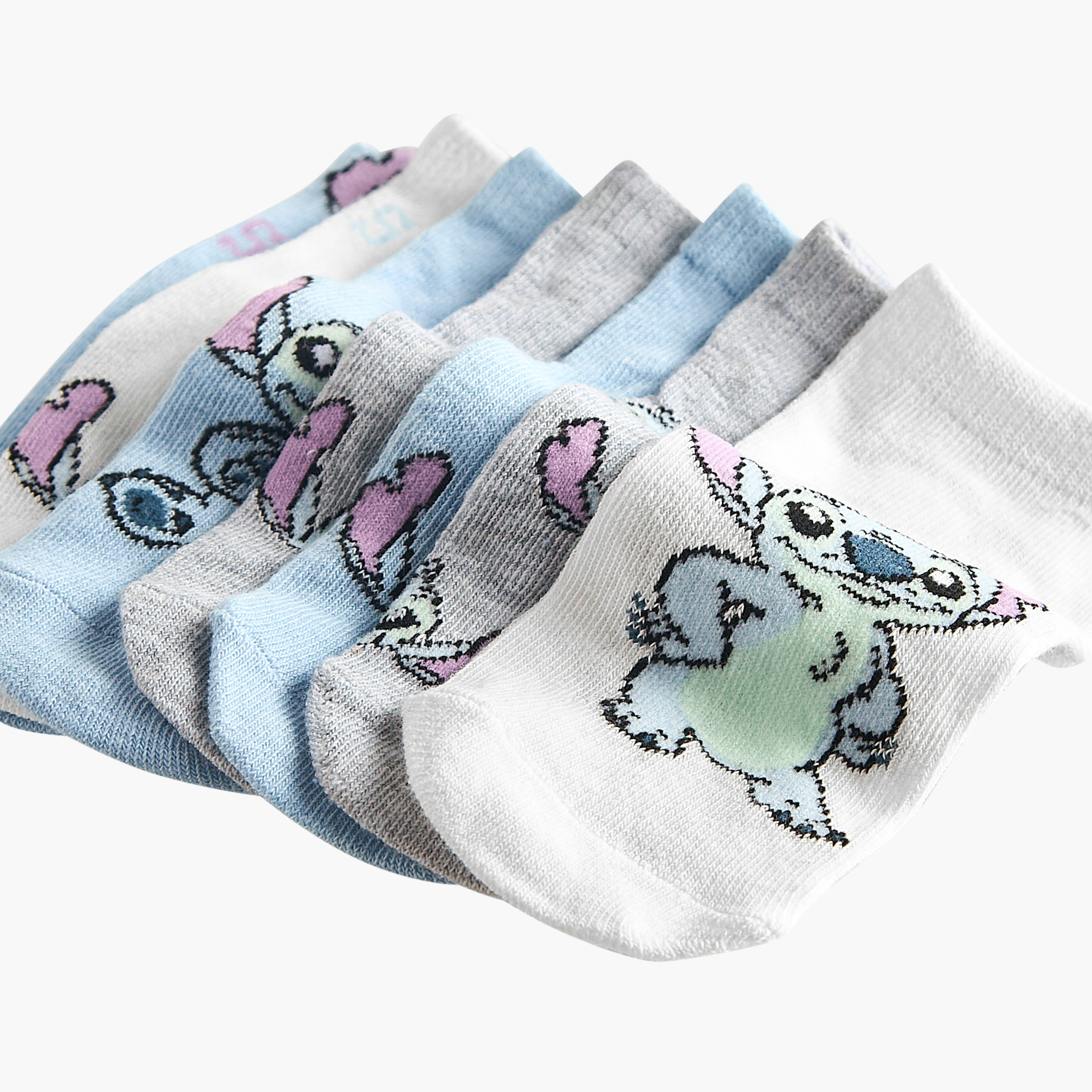Pack of 7 Disney Girls Socks Ankle Length Stitch Print-girls-accessories-socks-image-3