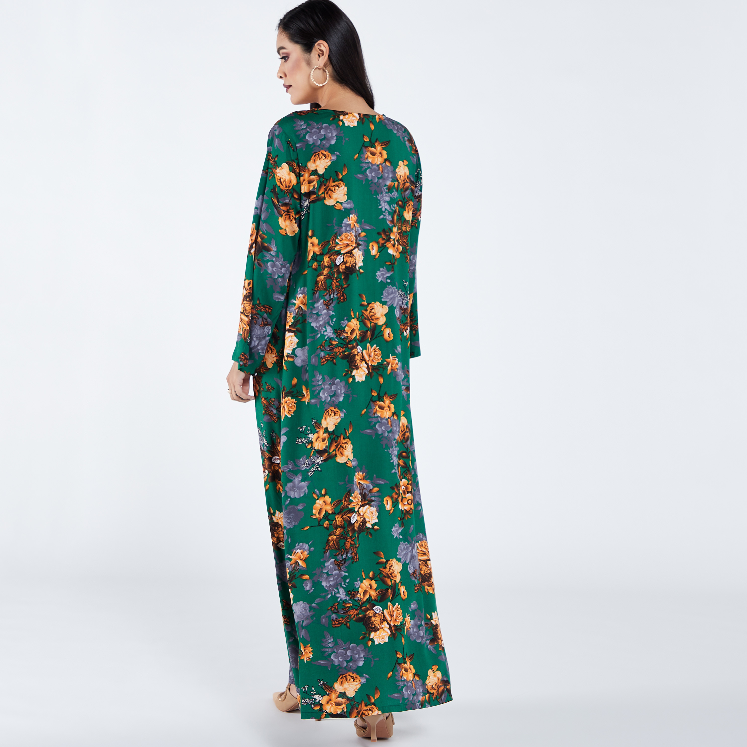 عباية بياقة v وطبعات أزهار من مويستريت-women-arabicclothing-jalabiyas-image-4