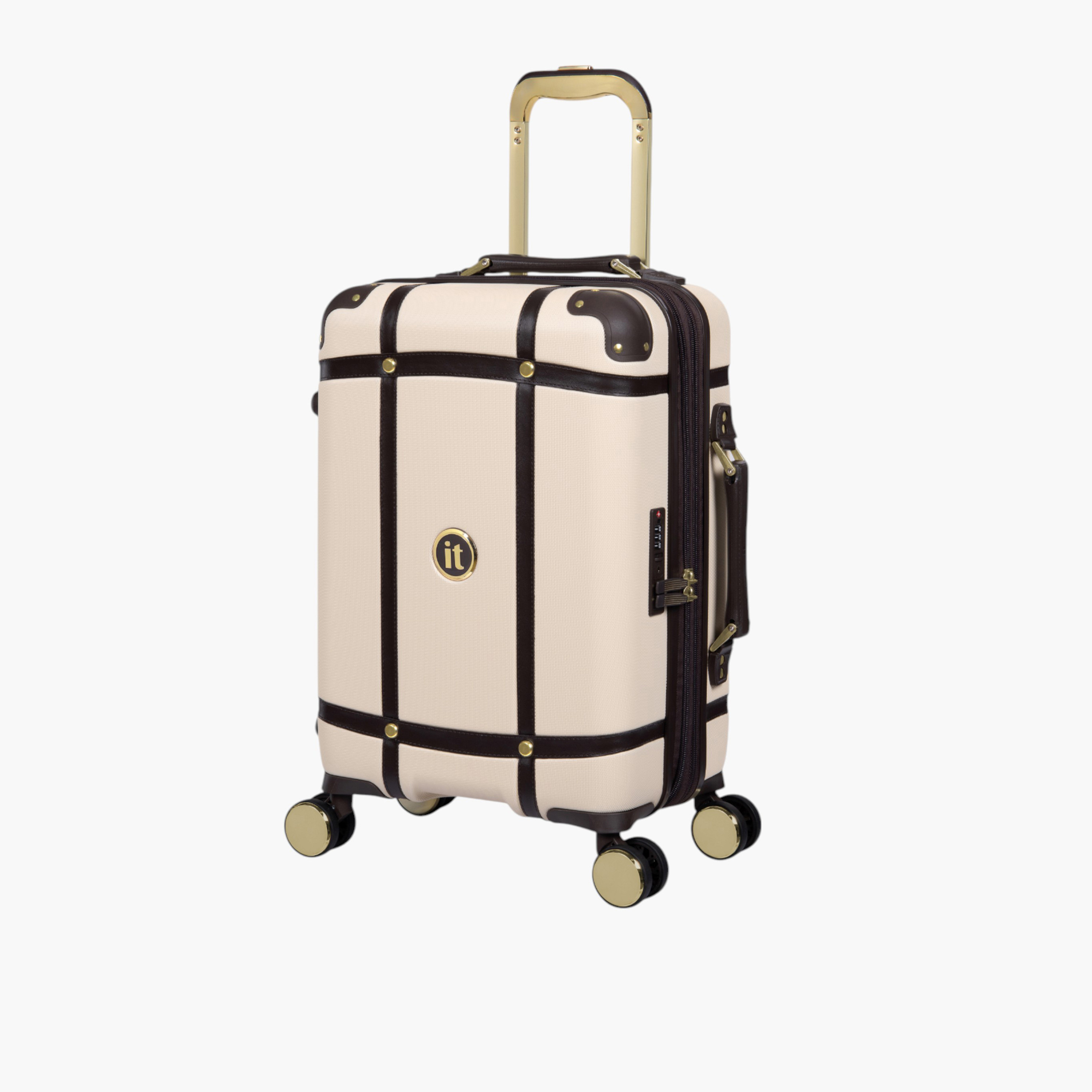 IT Solid Hardcase Trolley Bag with Retractable Handle and Zip Closure - 20 Inches Check-In Bag-travel-luggagesandbags-luggage-image-1
