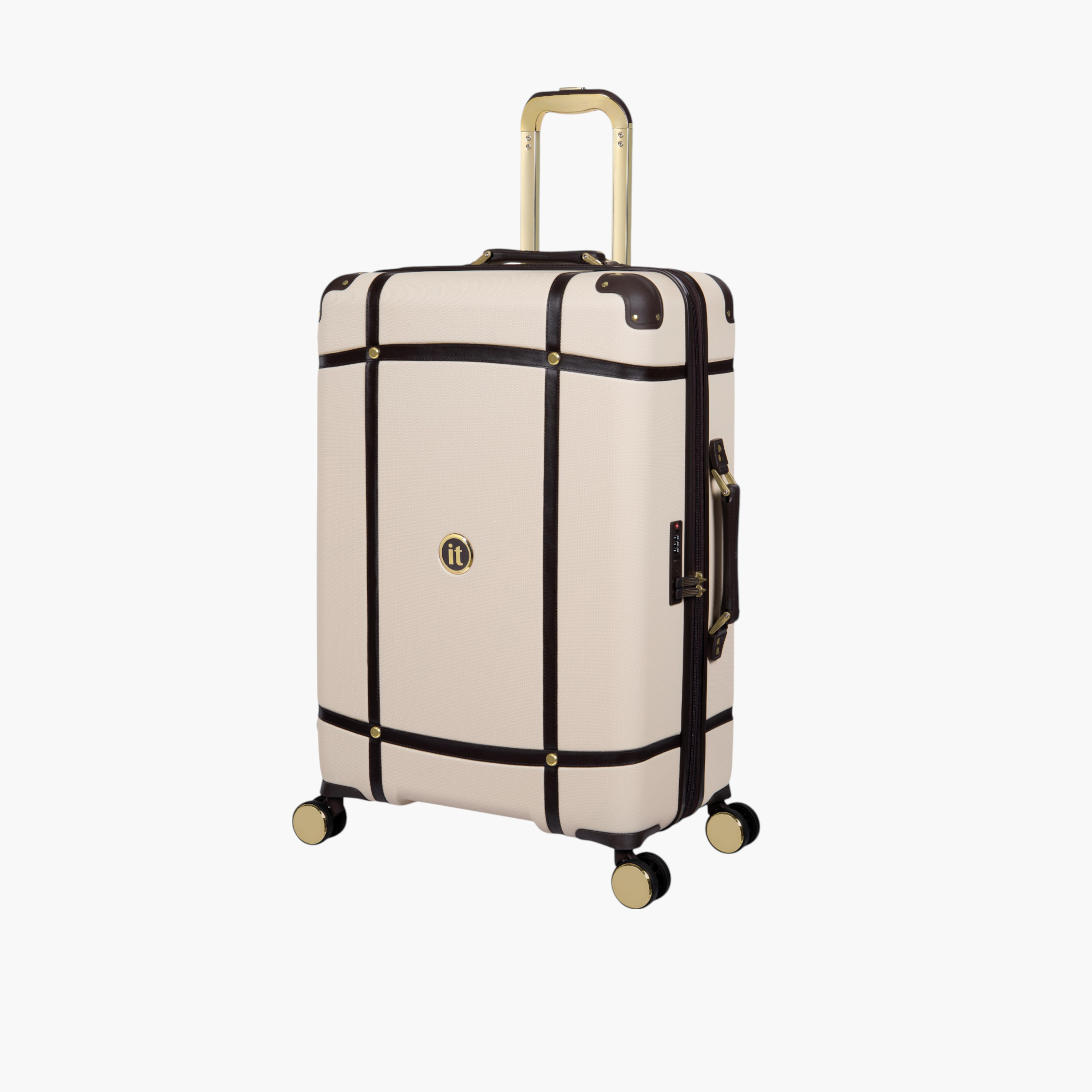 IT Solid Hardcase Trolley Bag with Retractable Handle and Zip Closure - 24 Inches Check-In Bag-travel-luggagesandbags-luggage-image-1