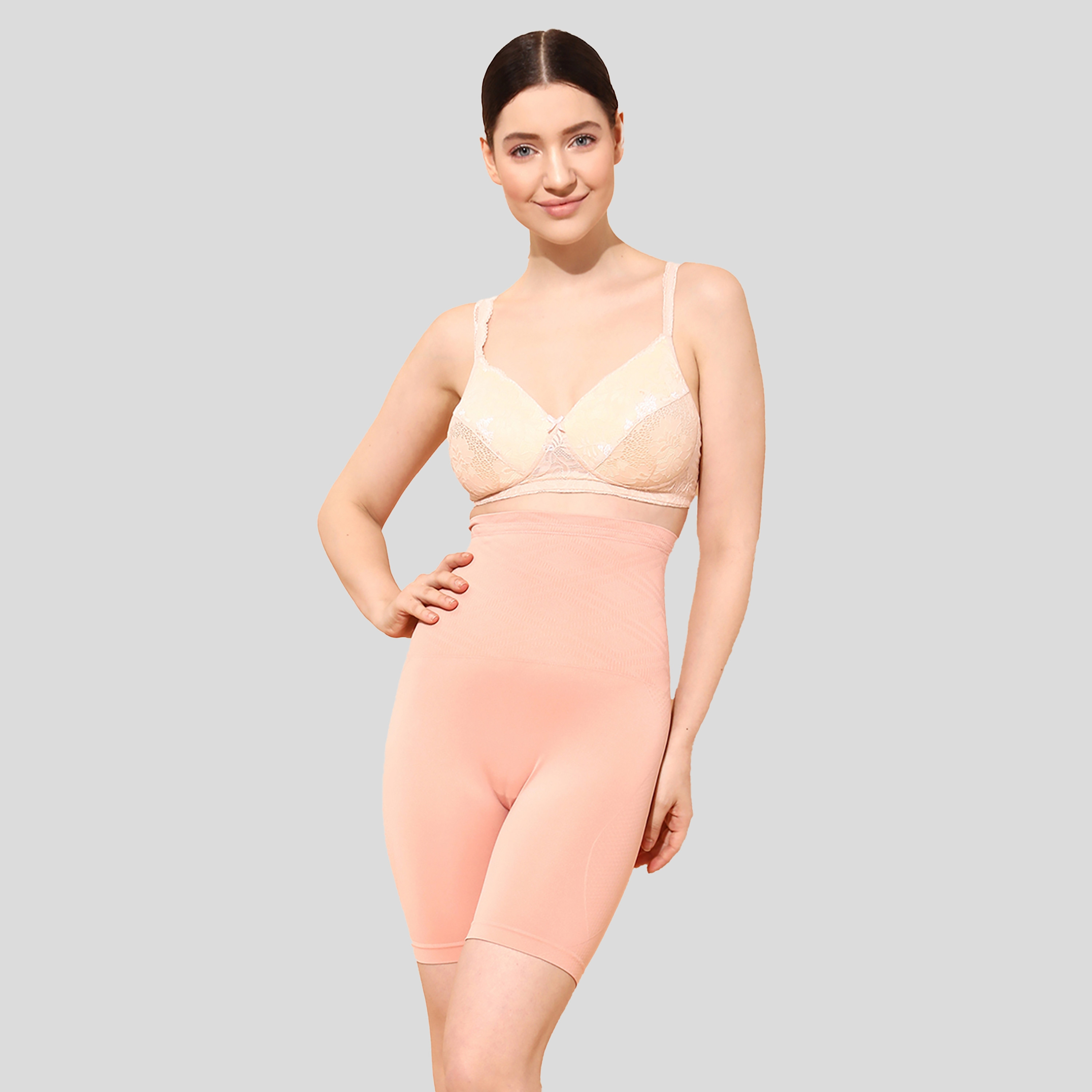 Clovia 3-in-1 Women's Shapewear - Tummy, Back, Thighs, Hips in in Peach Colour-women-clothing-lingerie-shapewear-image-3