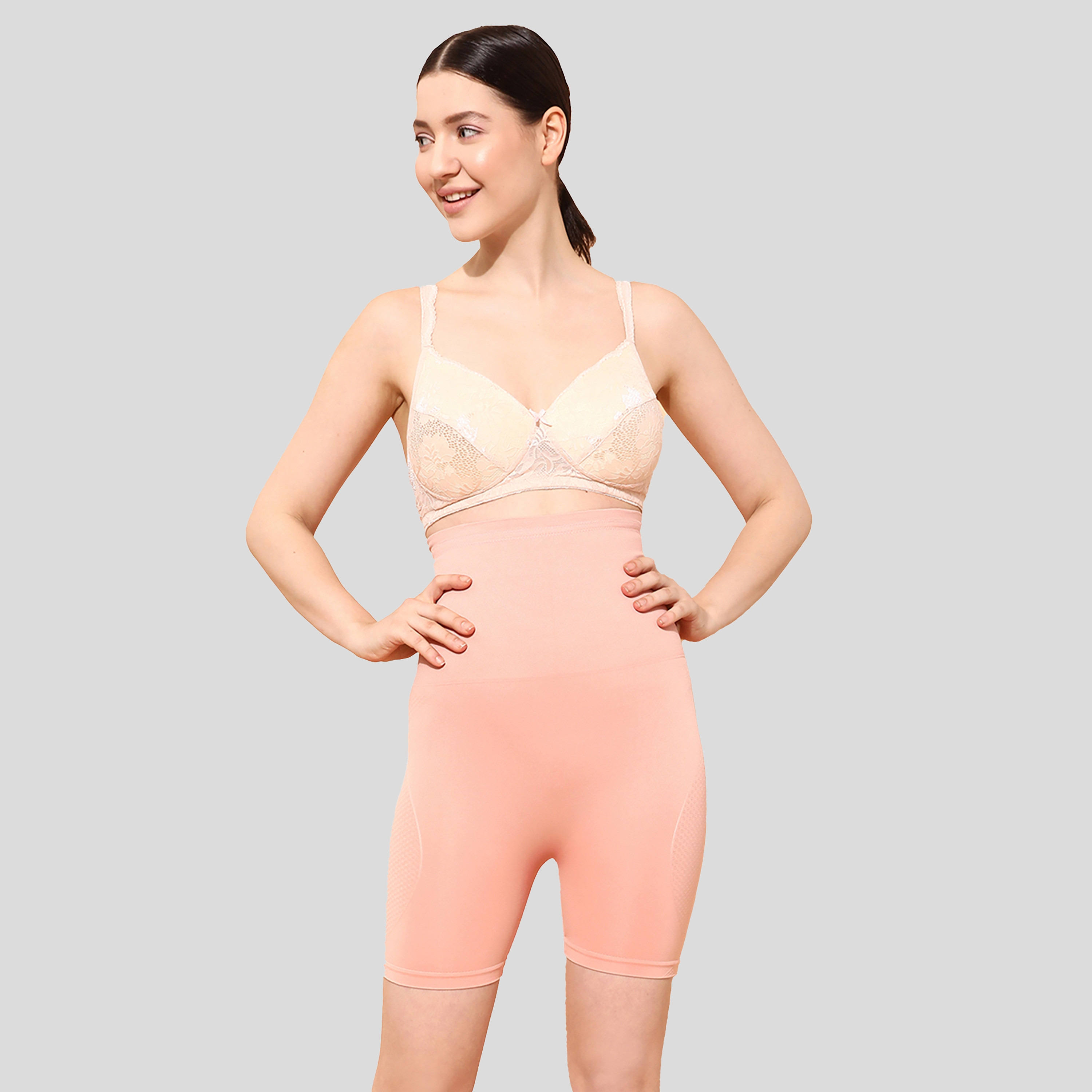 Clovia 3-in-1 Women's Shapewear - Tummy, Back, Thighs, Hips in in Peach Colour-women-clothing-lingerie-shapewear-image-2