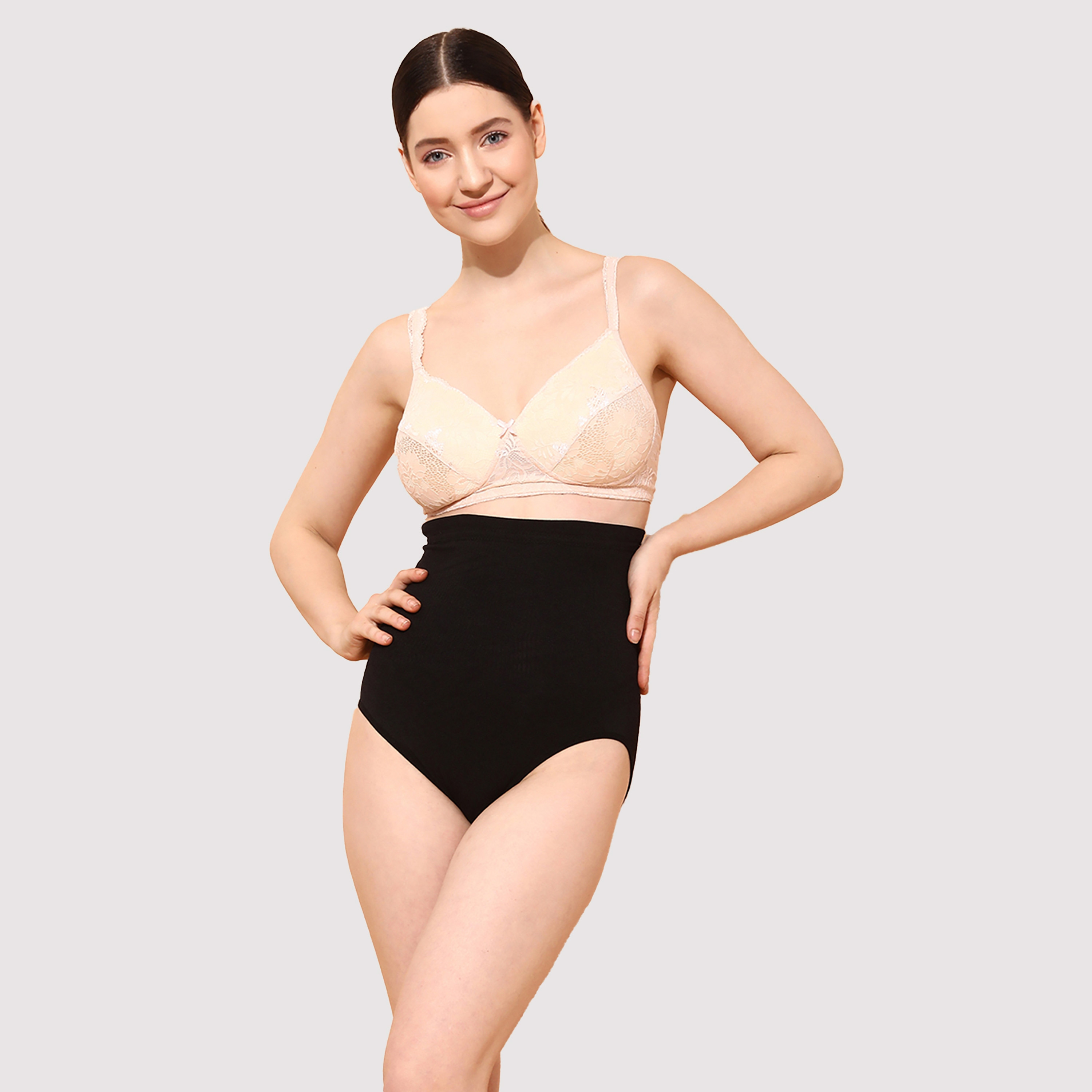Clovia Women's Tummy Tucker in Black with Silicon Grips-women-clothing-lingerie-shapewear-image-2