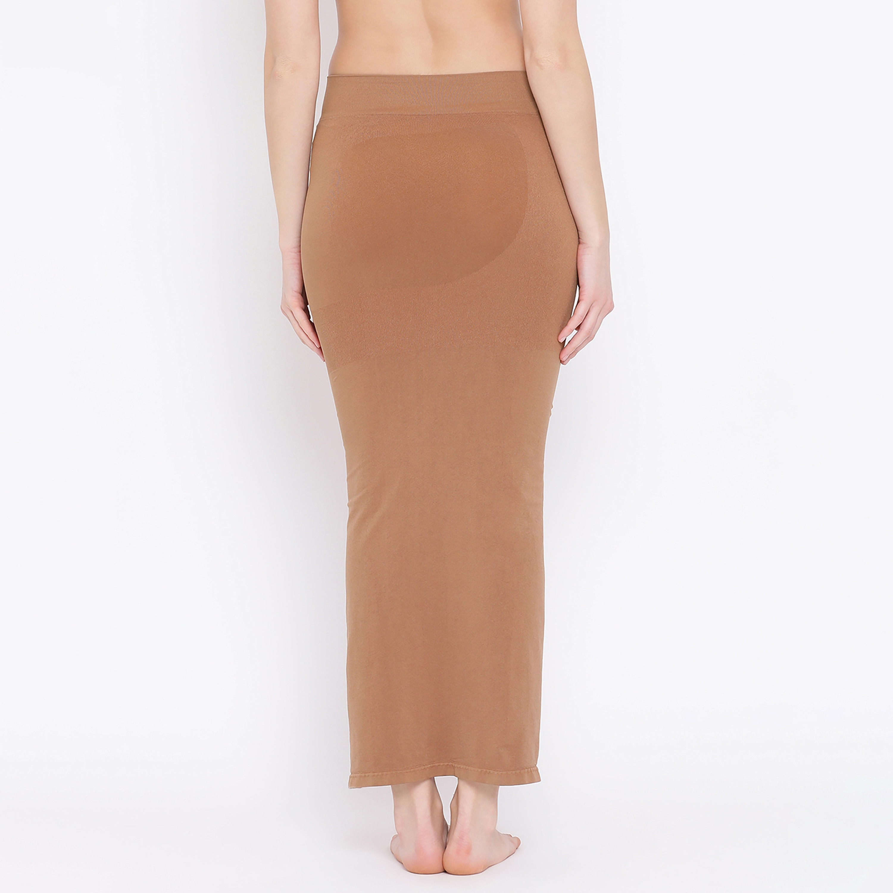 تنورة داخلية نسائية بتصميم ساري مع شق جانبي باللون البني من كلوفيا-women-clothing-lingerie-shapewear-image-4
