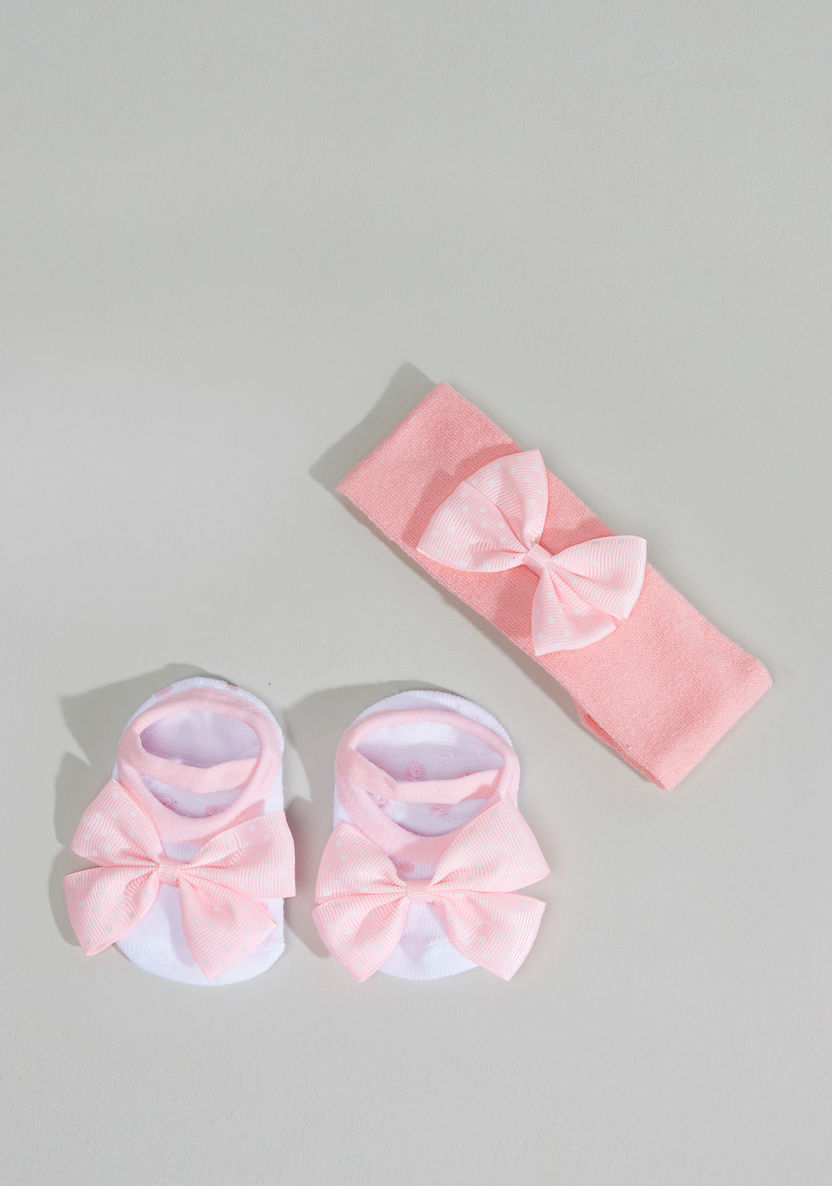 Juniors Bow Applique Booties and Headband-Hair Accessories-image-0
