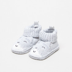 Juniors Knitted Baby Booties with Cat Detail