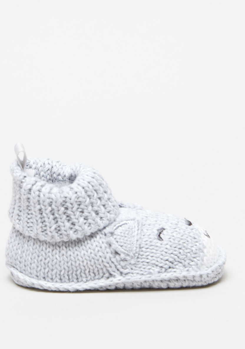 Juniors Knitted Baby Booties with Cat Detail-Booties-image-1