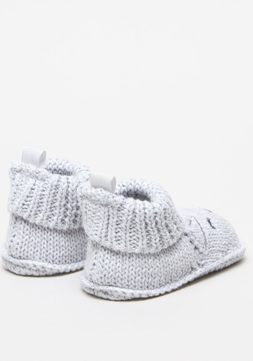 Juniors Knitted Baby Booties with Cat Detail-Booties-image-2