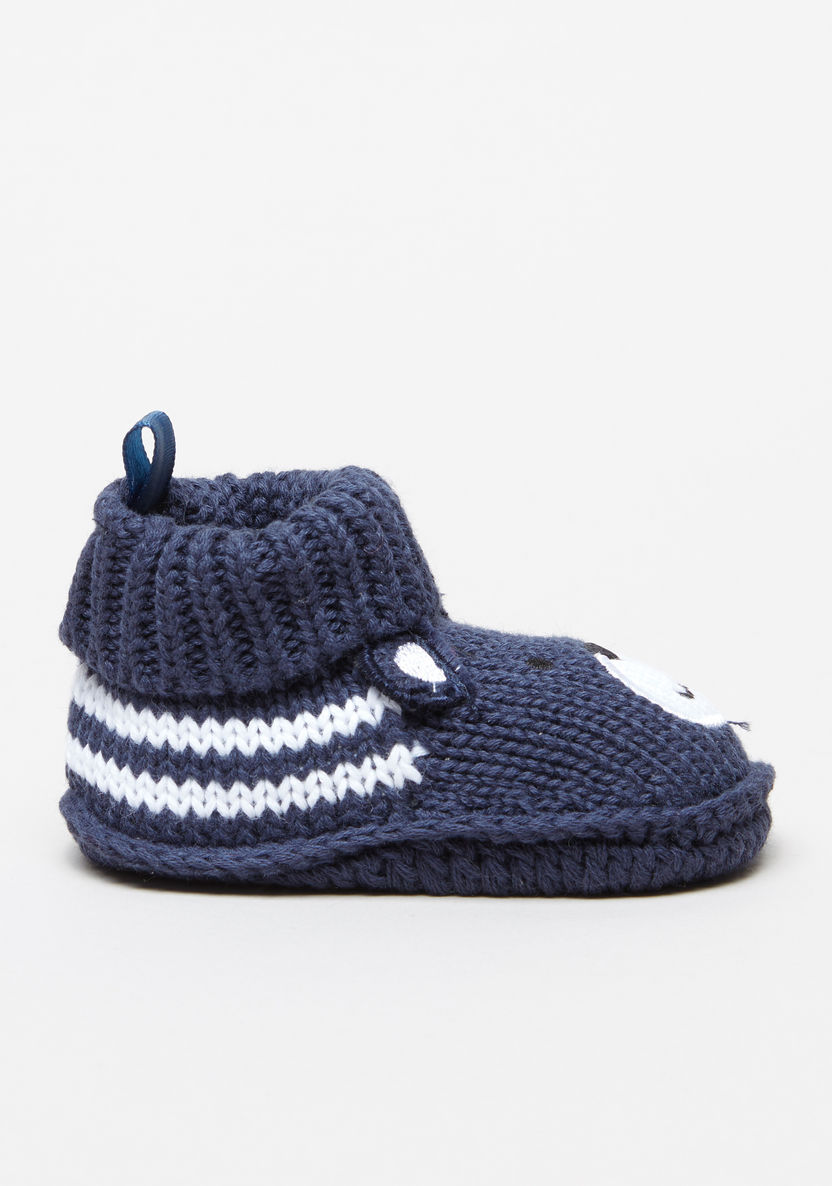 Juniors Knitted Baby Booties with Bear Detail-Booties-image-1