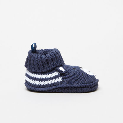 Juniors Knitted Baby Booties with Bear Detail