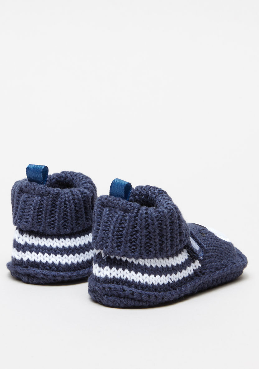 Juniors Knitted Baby Booties with Bear Detail-Booties-image-2