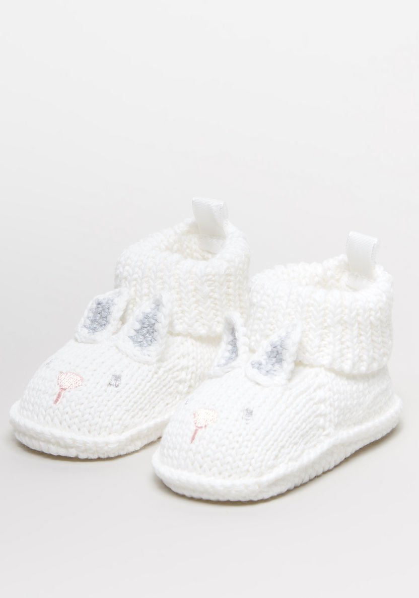 Juniors Knitted Baby Booties with Bunny Detail-Booties-image-0