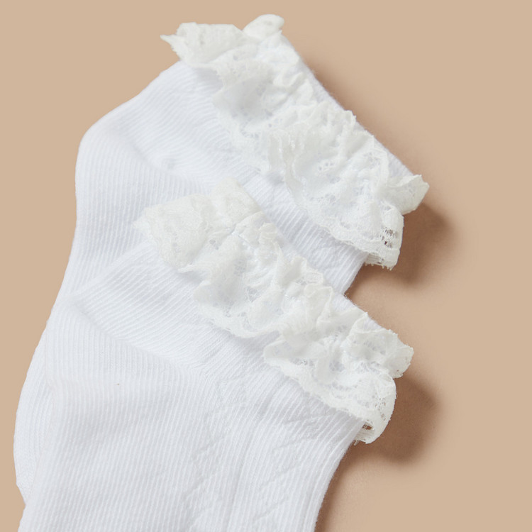 Juniors Textured Socks with Frill Detail