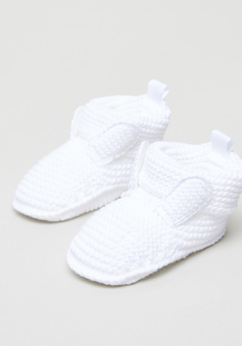 Juniors Textured Booties with Applique Detail and Pull Tab-Booties-image-0