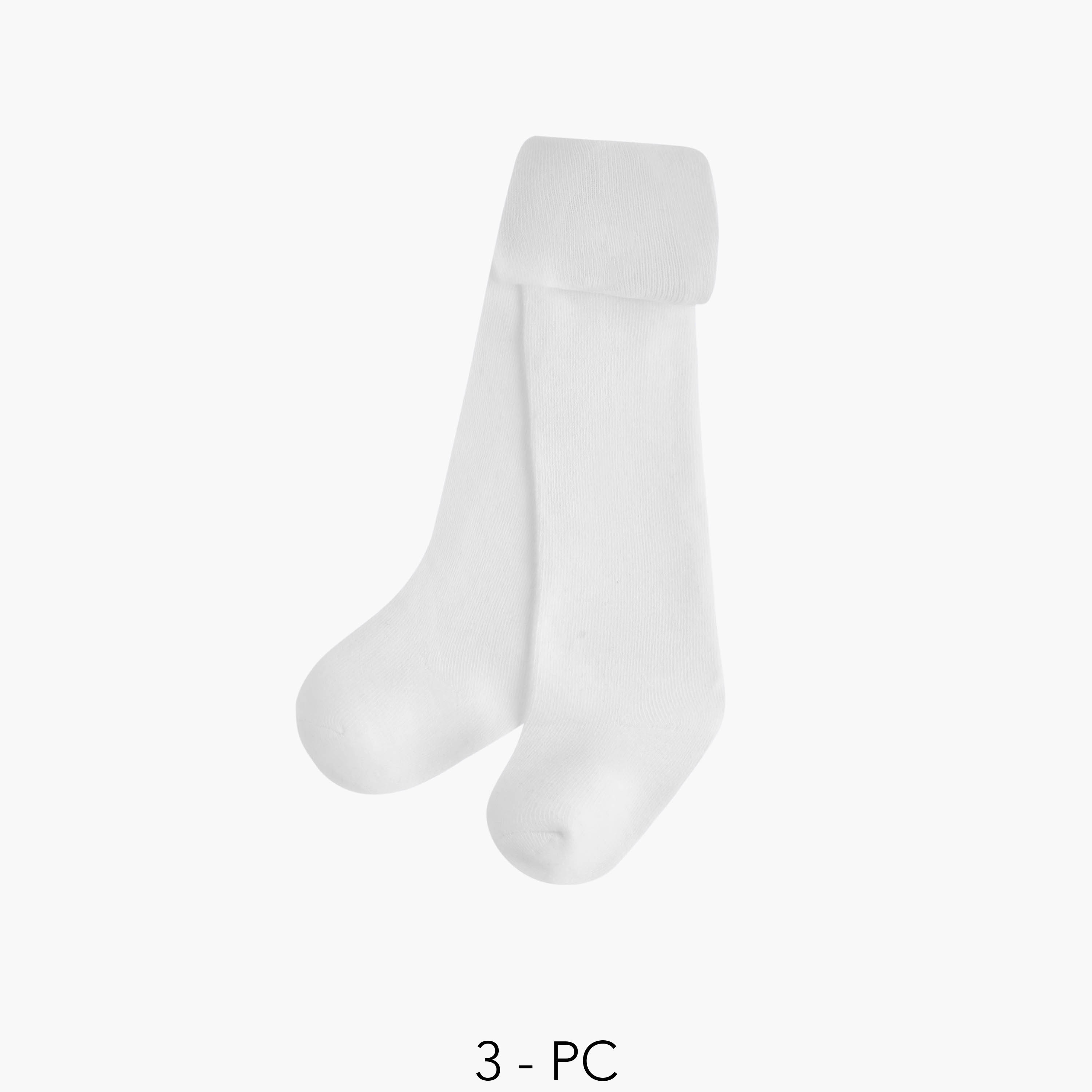 Juniors Solid Tights with Elasticised Waistband - Set of 3-baby-girls-accessories-socks-image-1