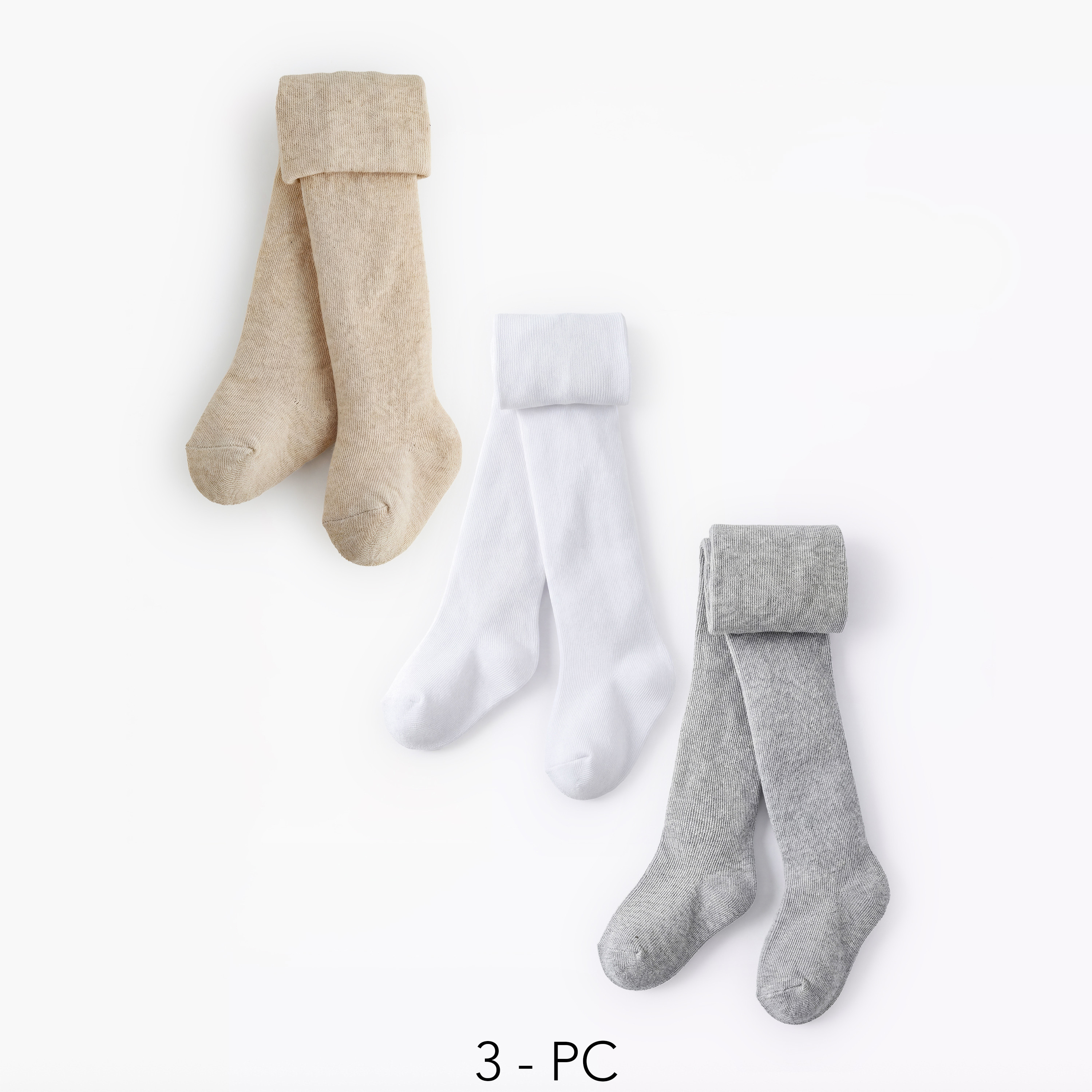 Juniors Solid Tights with Elasticised Waistband - Pack of 3-baby-girls-accessories-socks-image-1