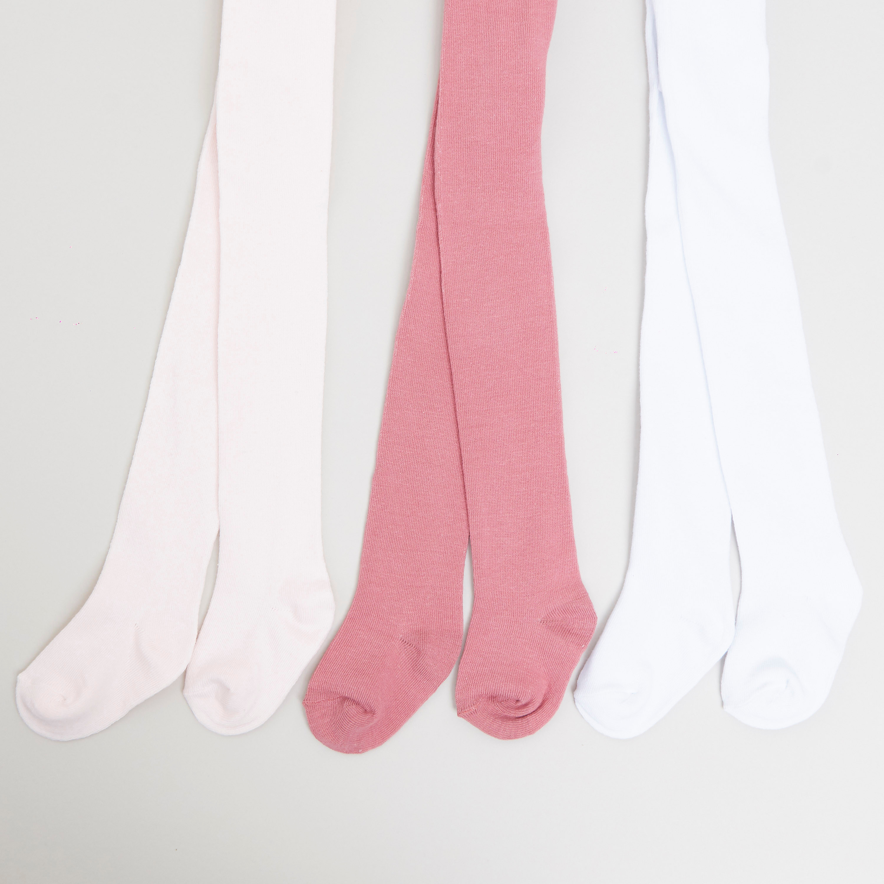Juniors Solid Tights with Elasticised Waistband - Pack of 3-baby-girls-accessories-socks-image-1