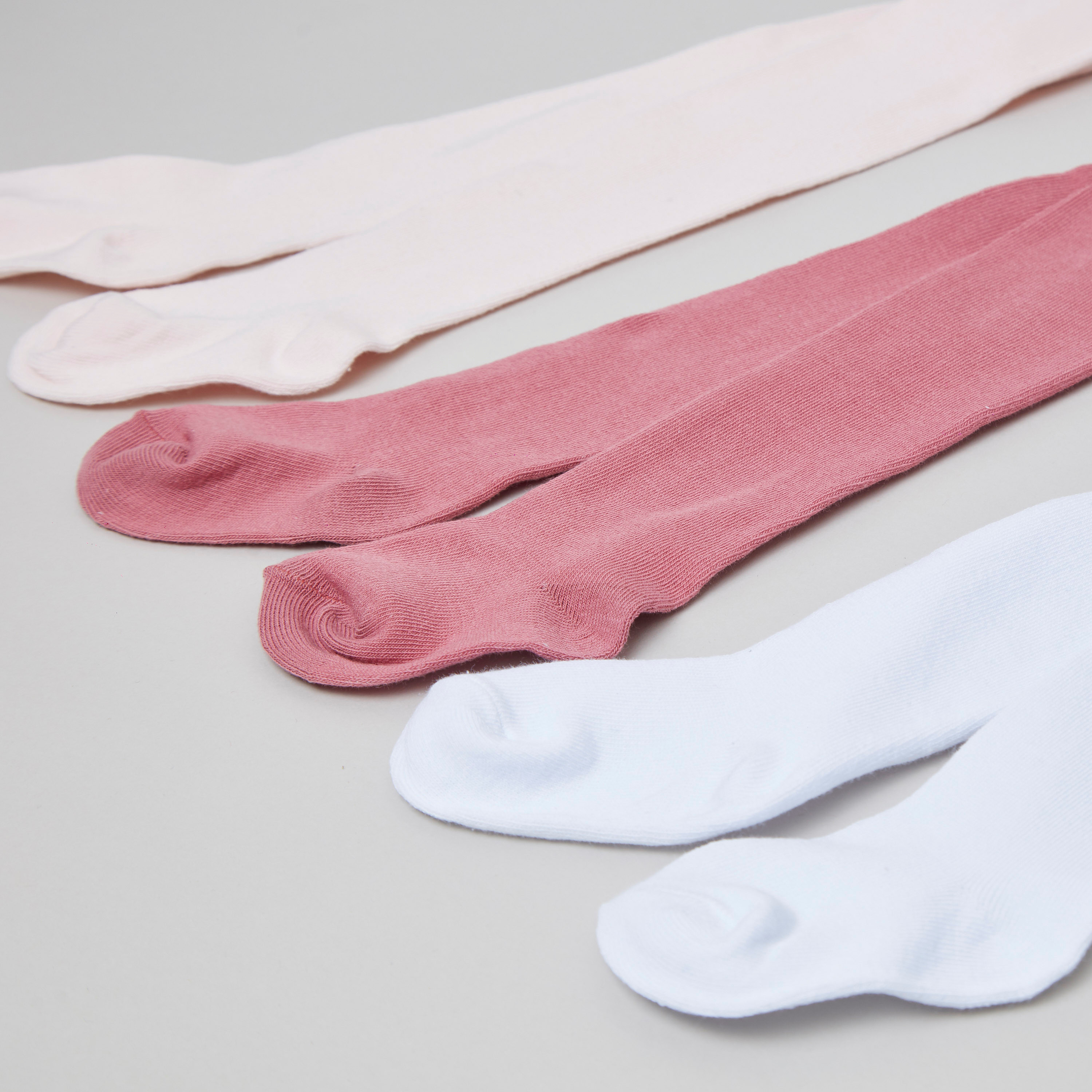 Juniors Solid Tights with Elasticised Waistband - Pack of 3-baby-girls-accessories-socks-image-2