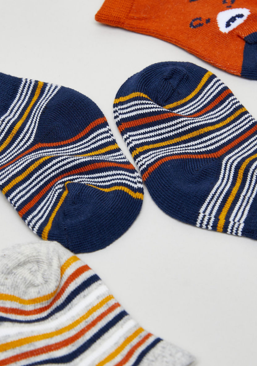 Juniors Striped Ankle Length Socks - Set of 3-Multipacks-image-2