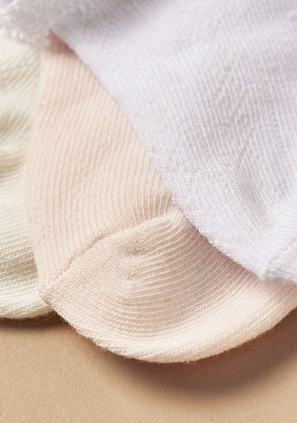 Juniors Solid Ankle Length Socks with Frill - Set of 3