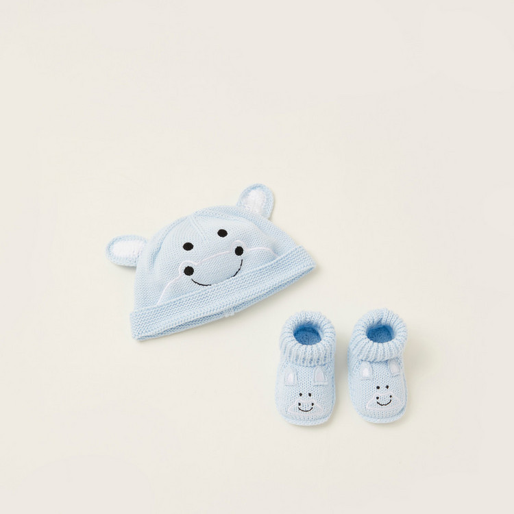 Juniors Embroidered Cap and Booties Set