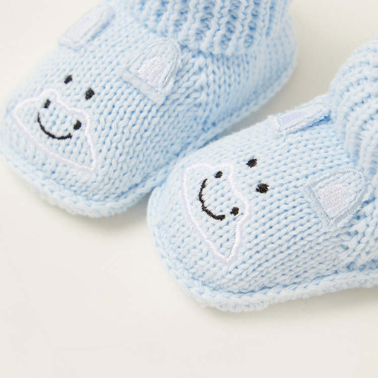 Juniors Embroidered Cap and Booties Set